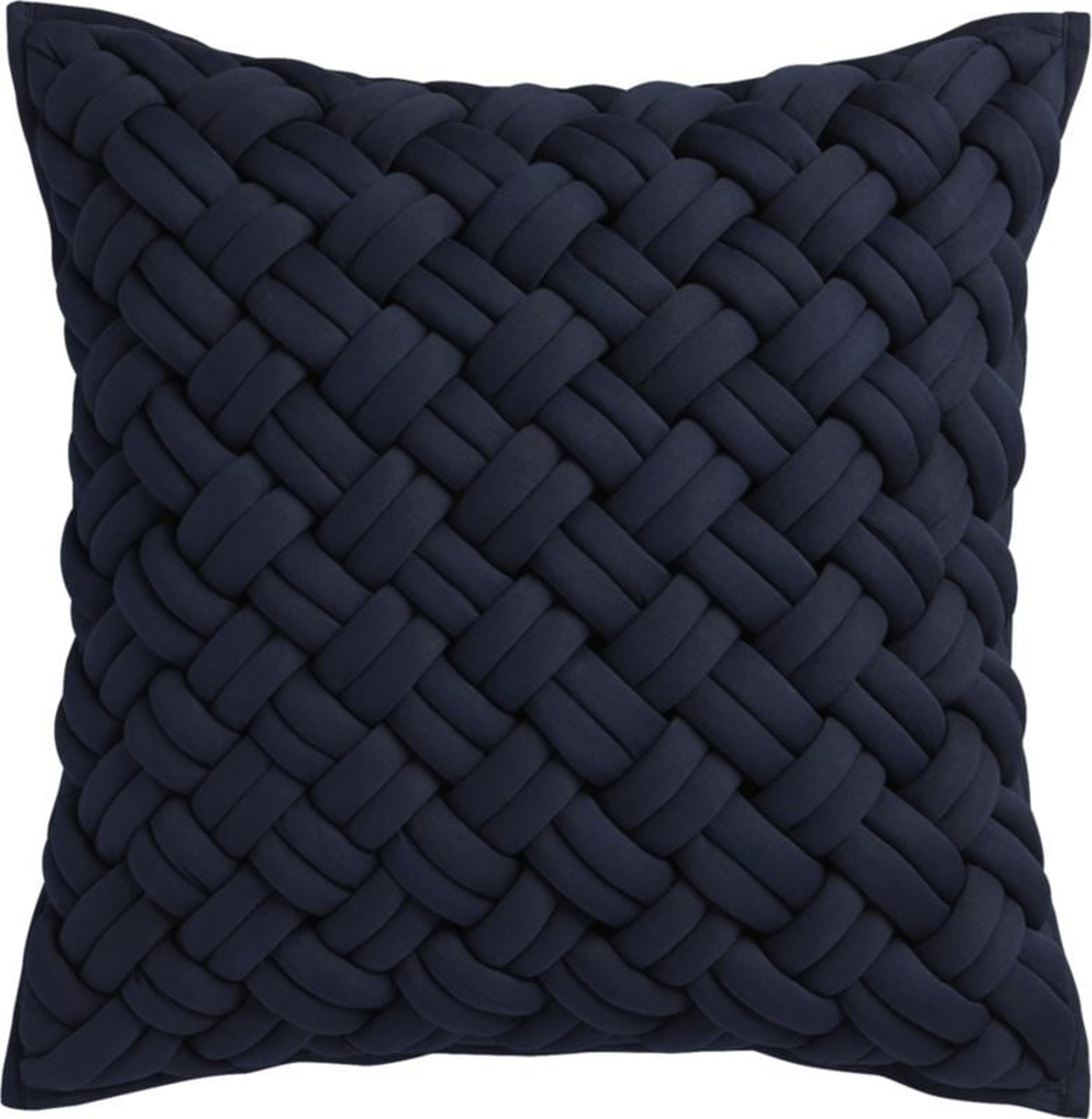 20" jersey interknit navy pillow with down-alternative insert - CB2