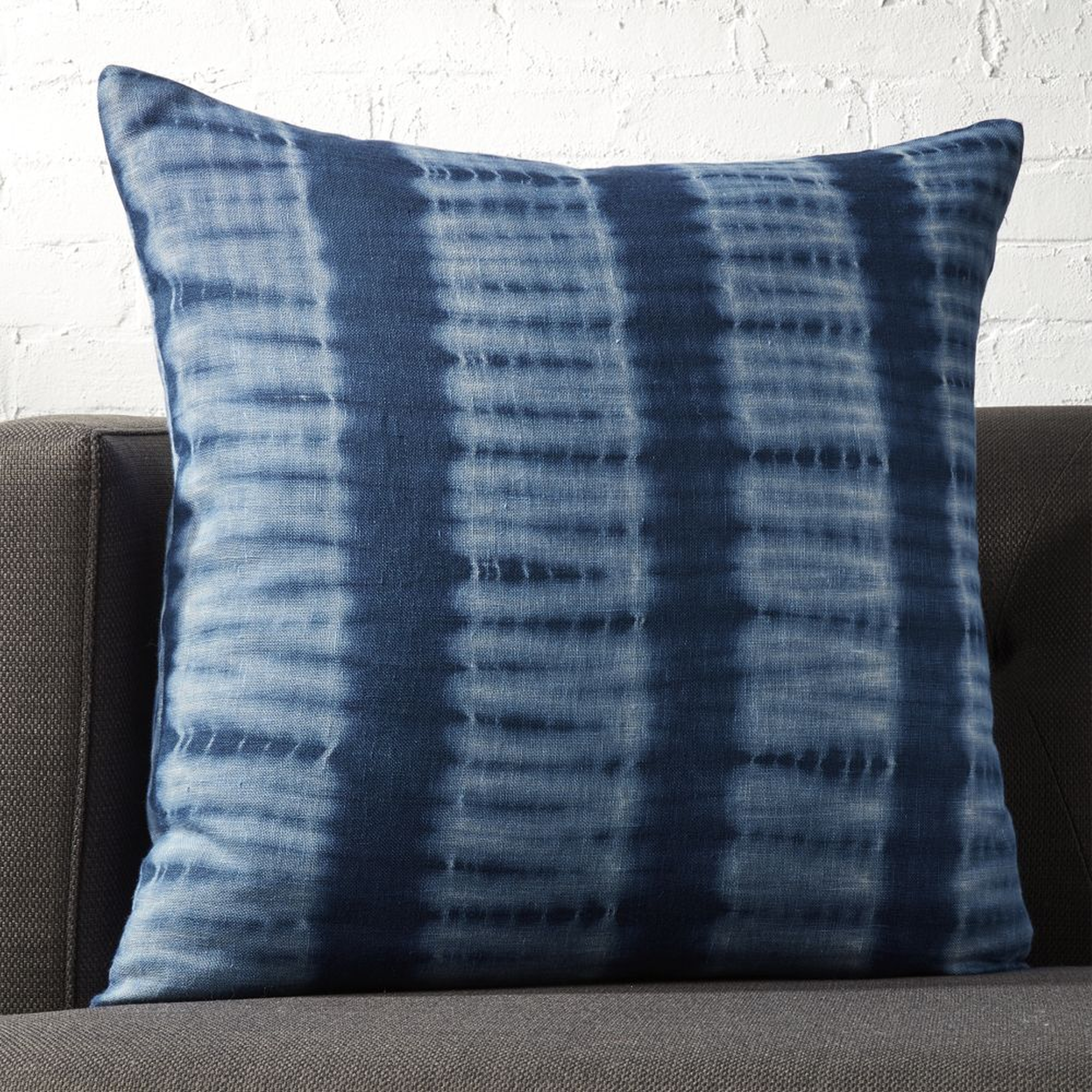 23" Indigo Blue Tie Dye Pillow with Feather-Down Insert - CB2