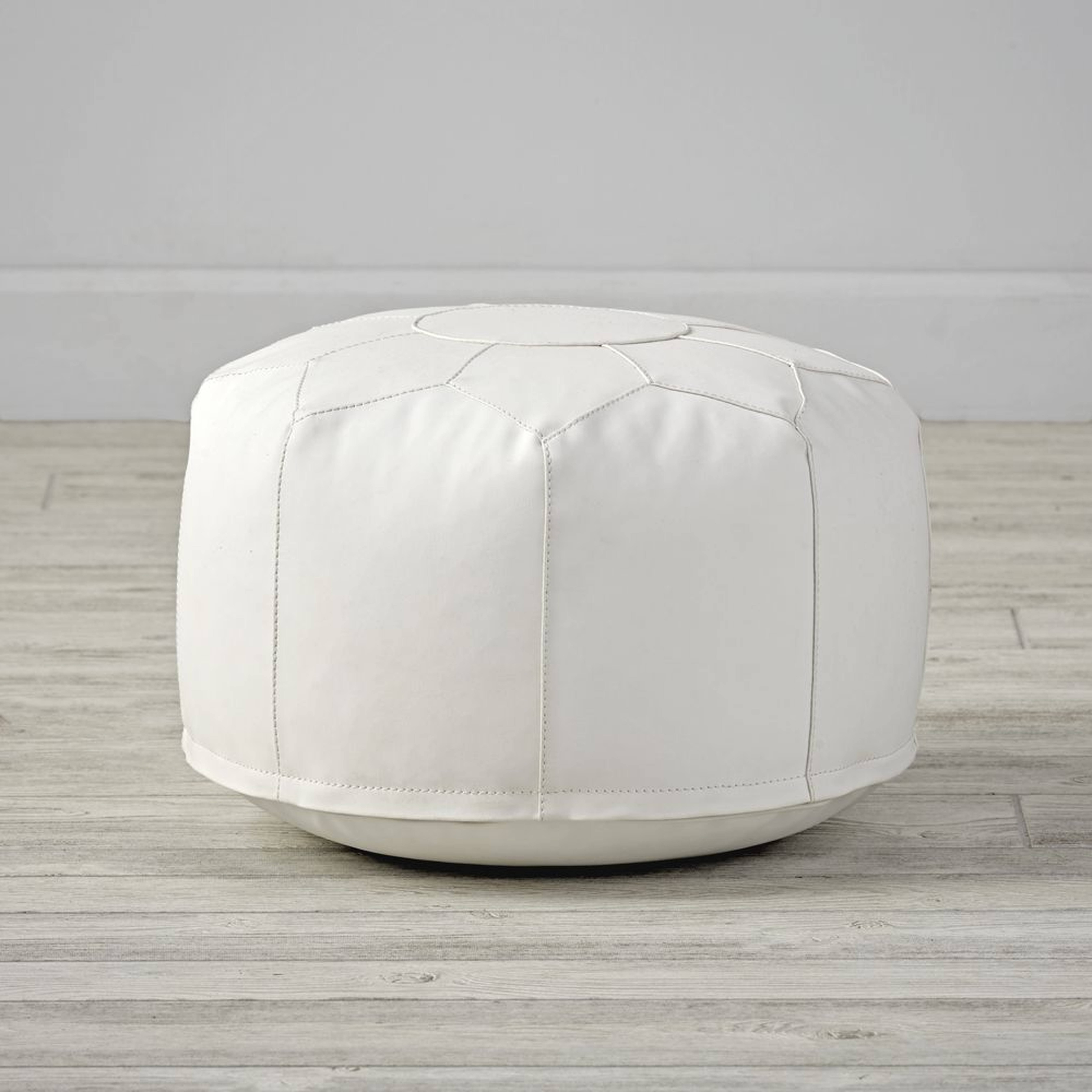 Mini Faux Leather White Pouf - Crate and Barrel