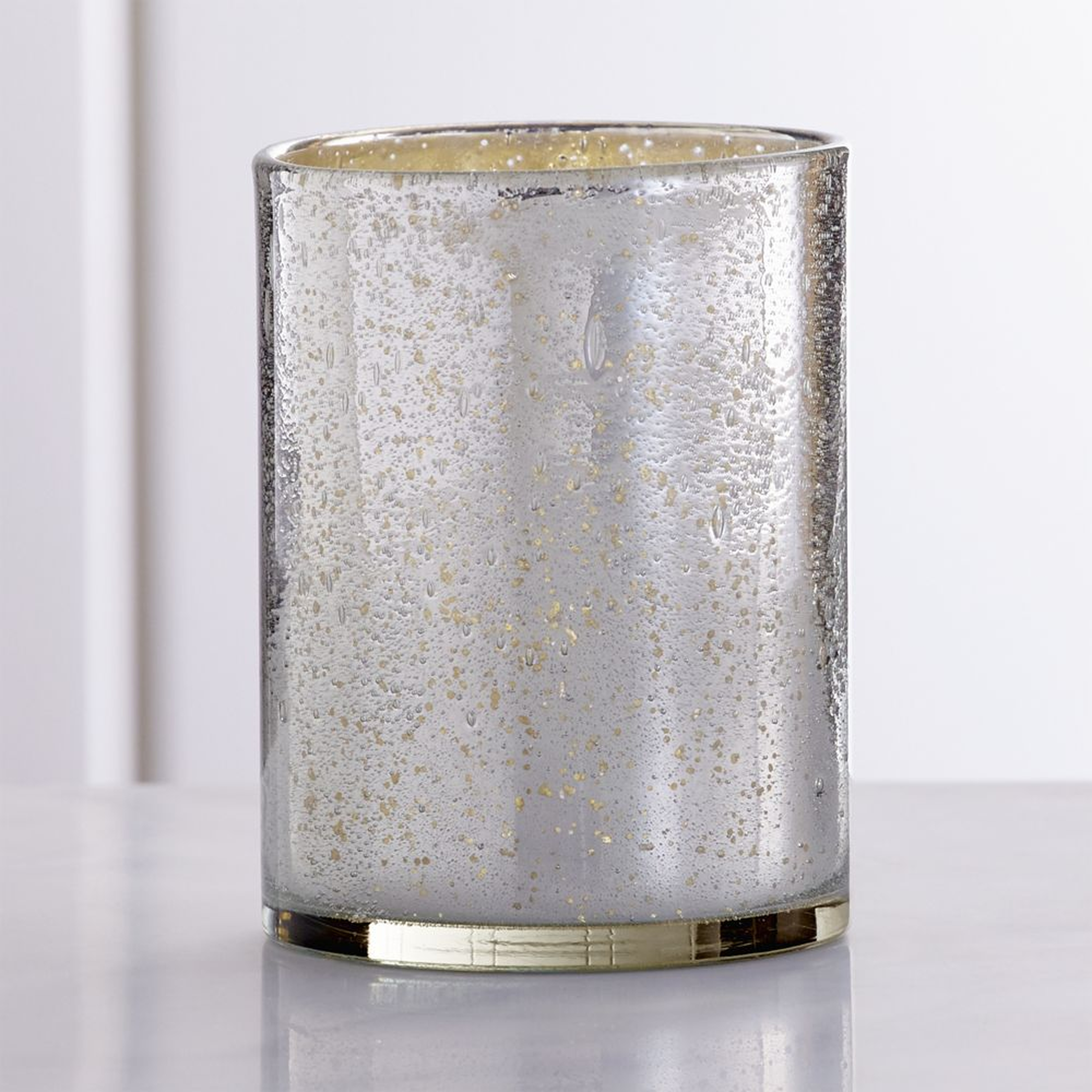 Bubbled Silver Hurricane Candle Holder - LARGE - Crate and Barrel