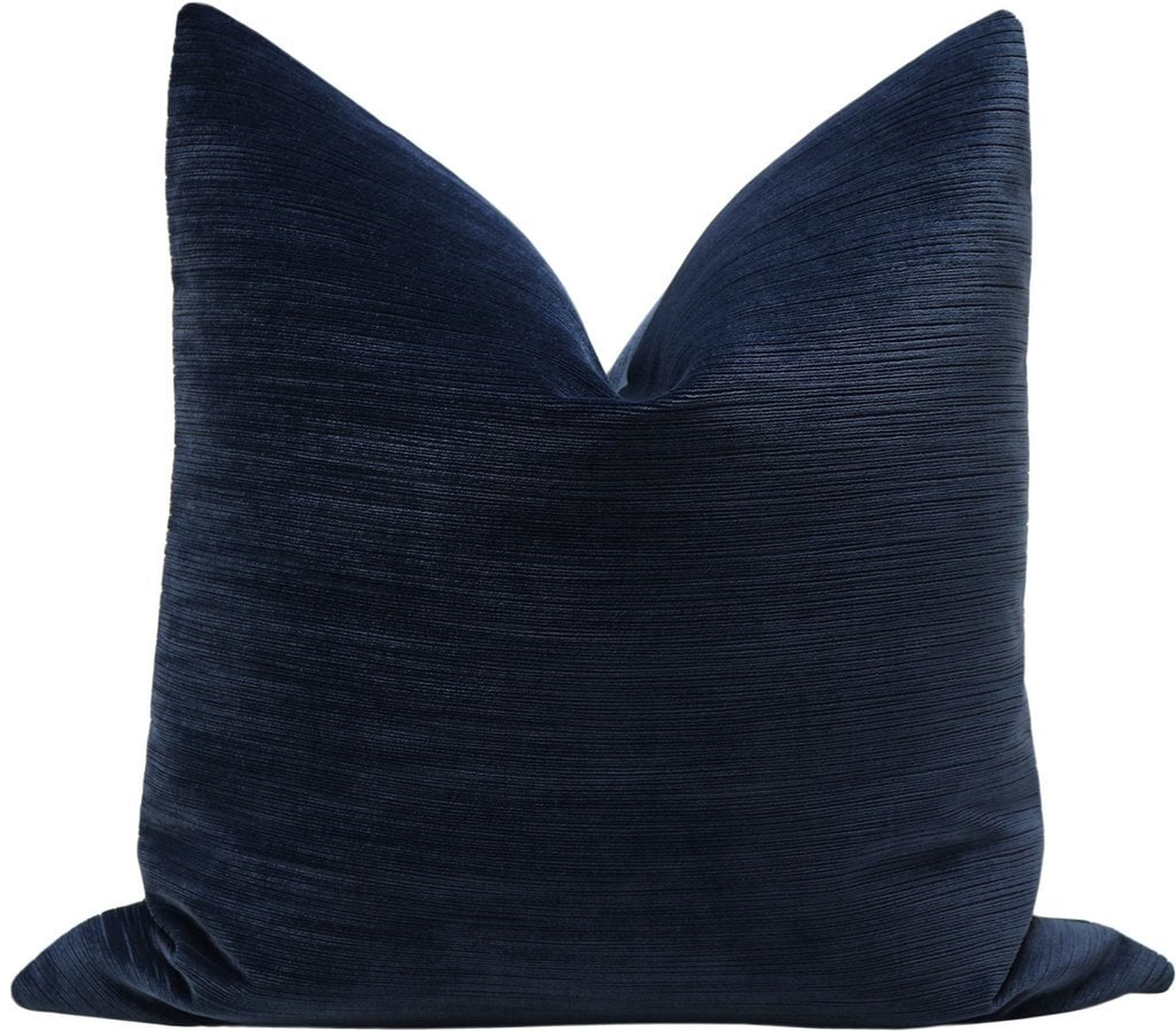 Strie Velvet Pillow Cover, Navy Blue, 20" x 20" - Little Design Company