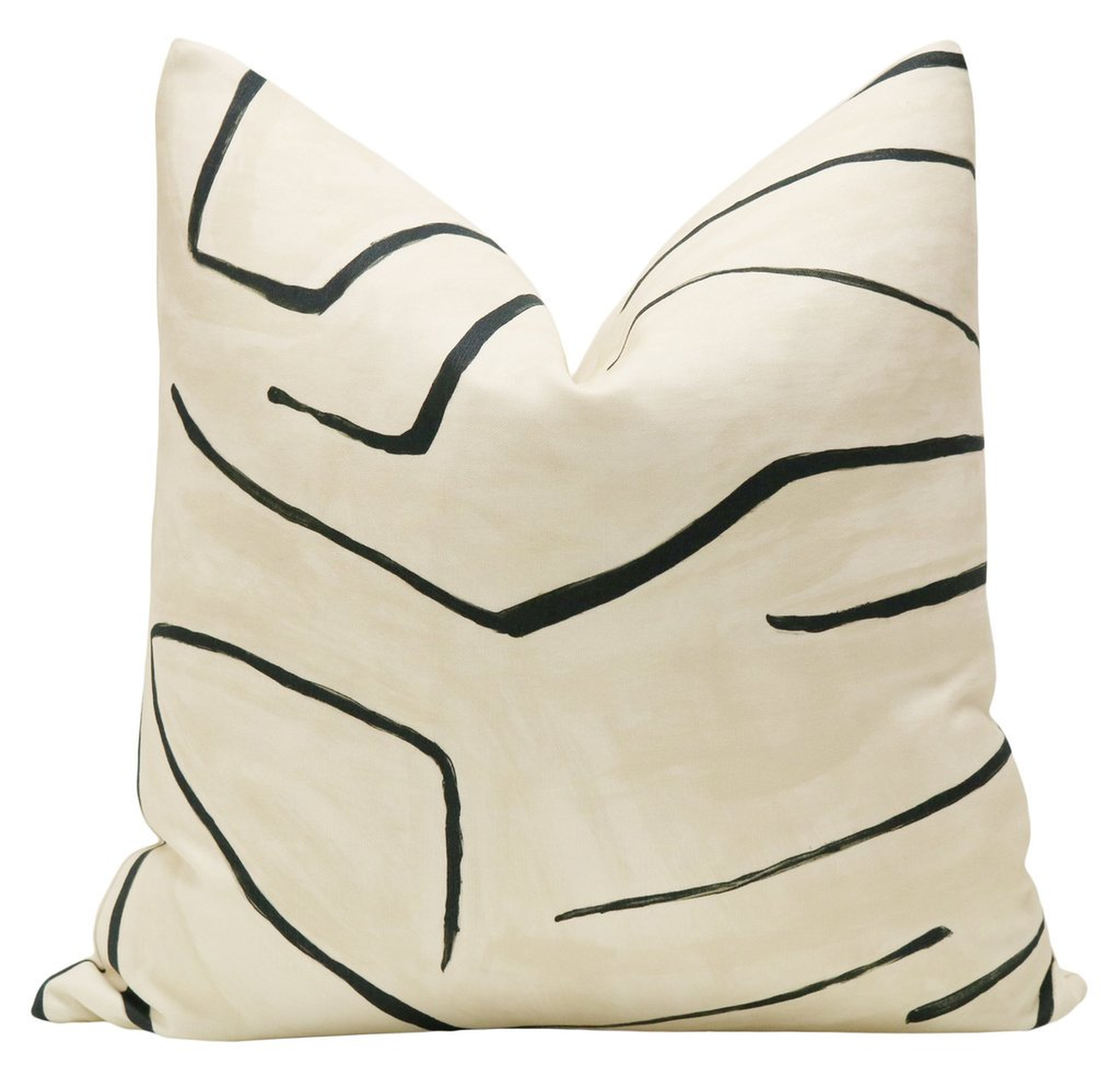 Graffito Throw Pillow Cover, Linen & Onyx, 20" x 20" - Little Design Company