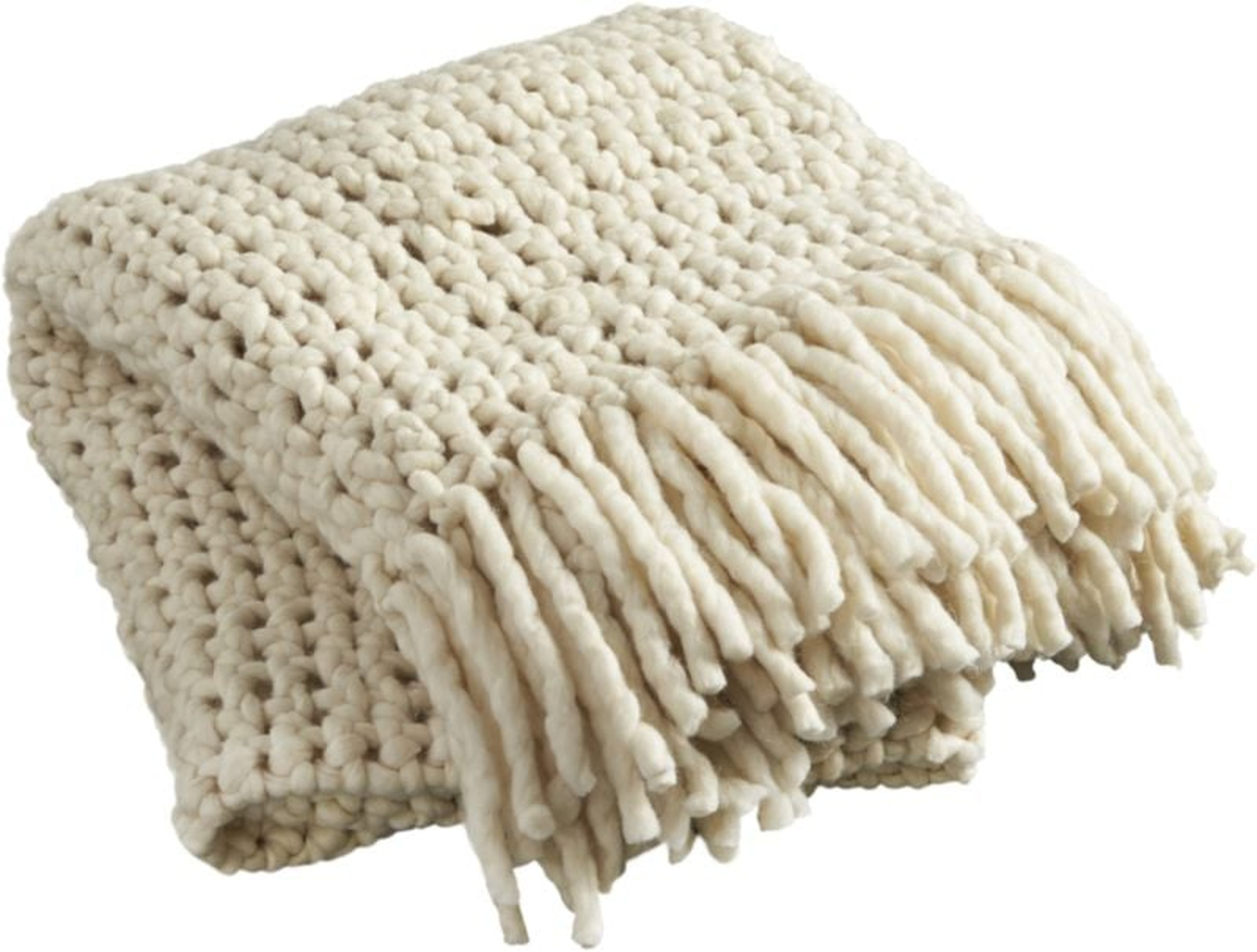Overlook White Chunky Knit Throw Blanket - CB2