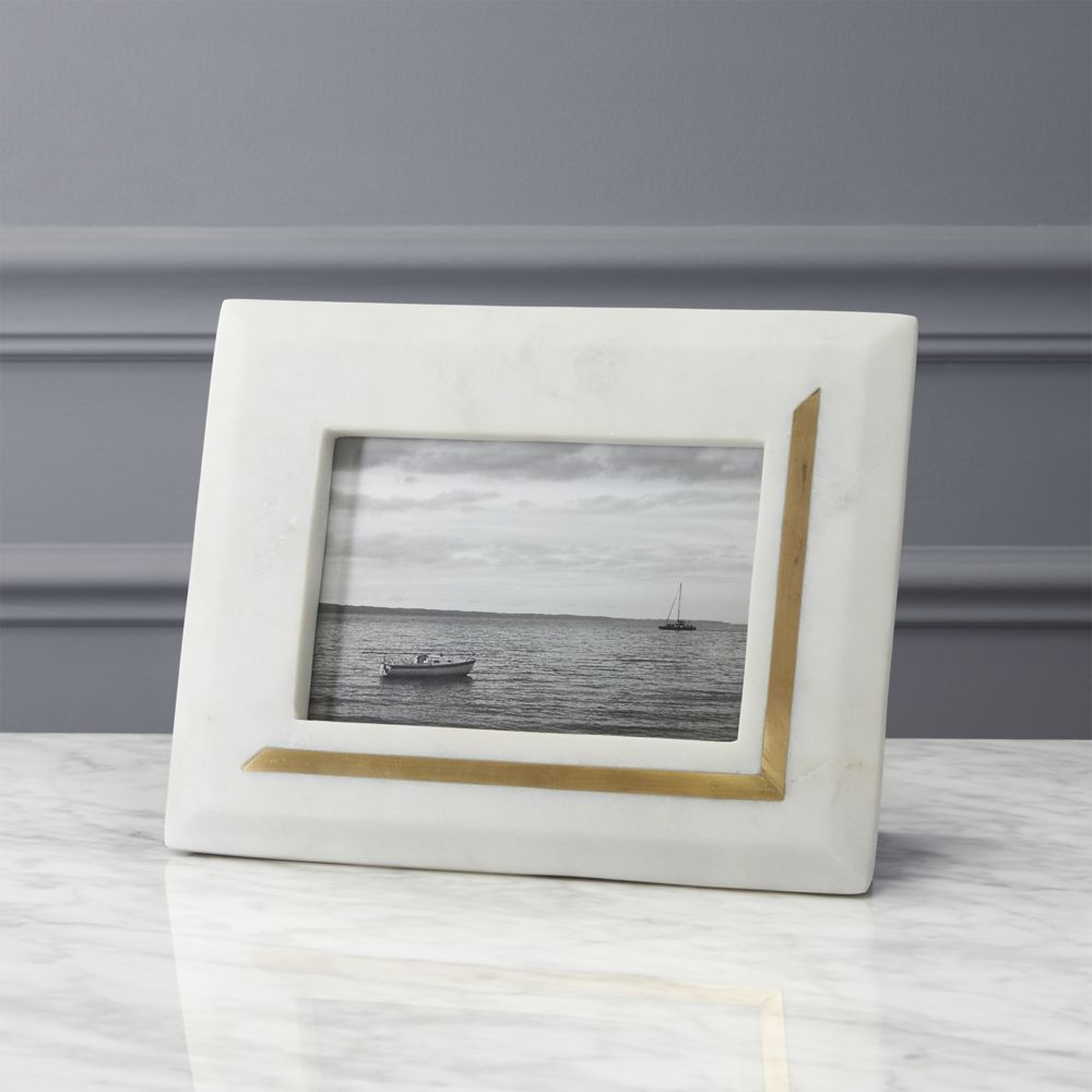 silas marble-brass 4x6 picture frame - CB2