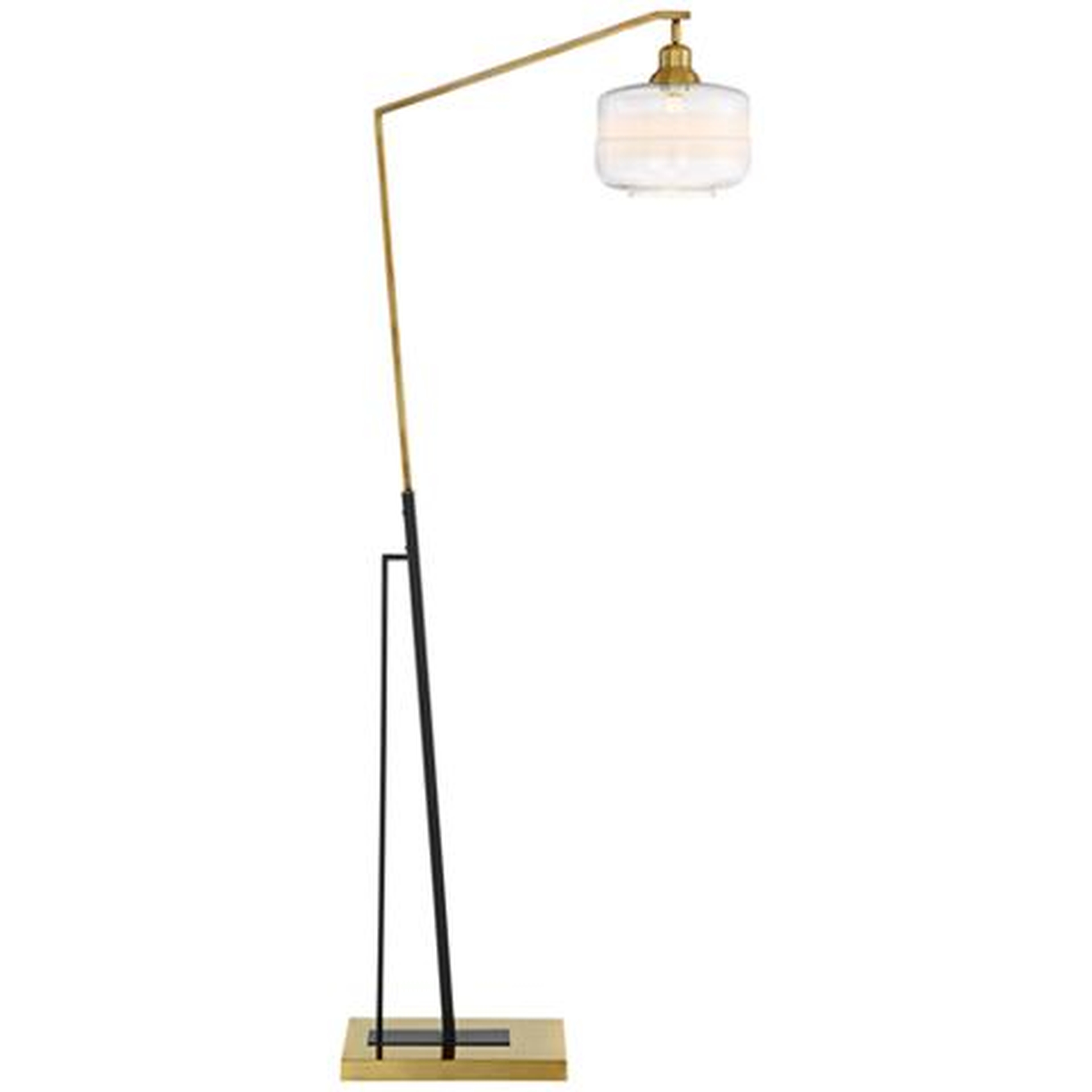 Kasmir Chairside Arc Floor Lamp Antique Brass and Black - Lamps Plus