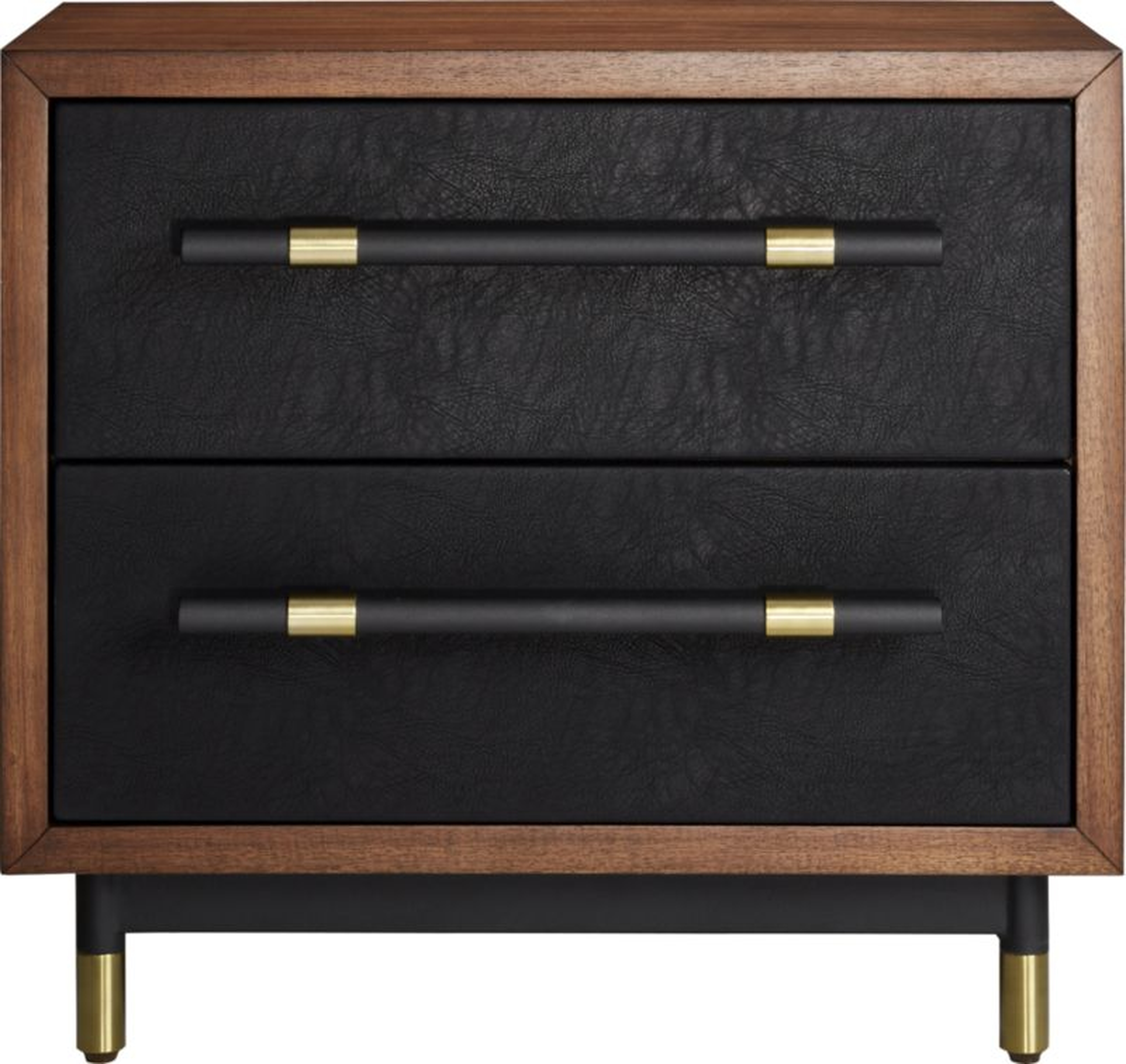 Oberlin 2-Drawer Faux Leather and Wood Nightstand - CB2