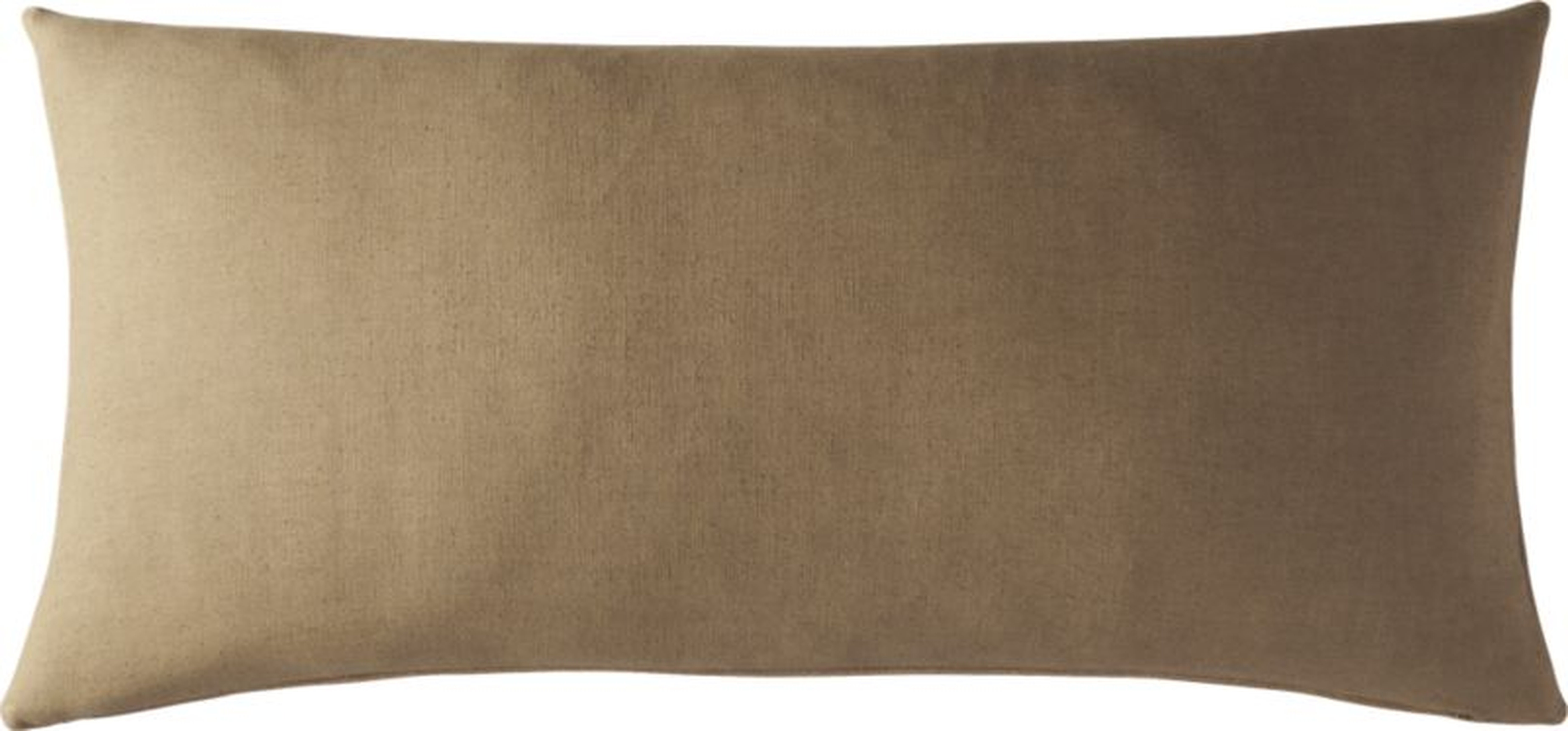 23"X11" SUEDE CAMEL TAN PILLOW WITH DOWN-ALTERNATIVE INSERT - CB2
