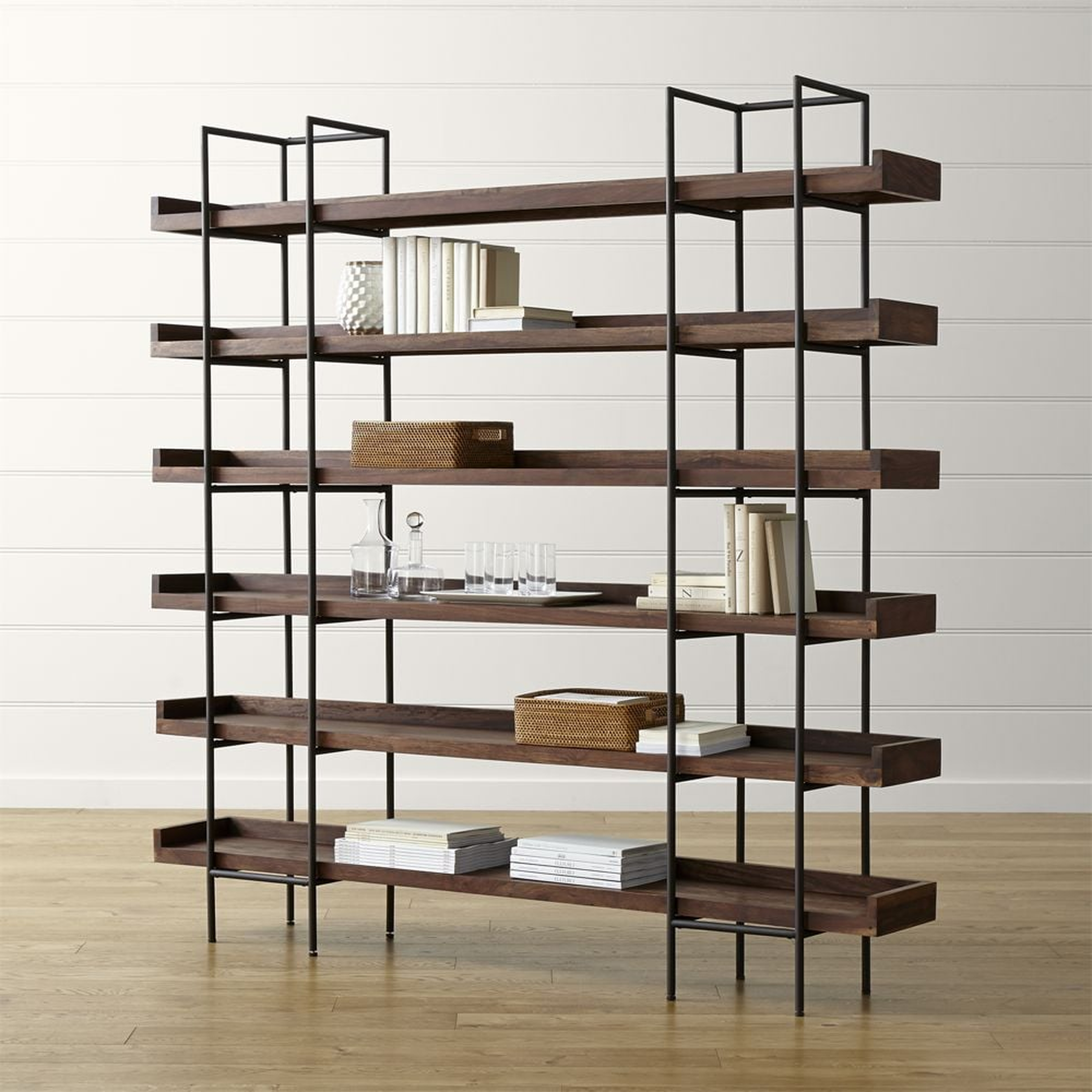 Beckett Dark Brown Wood 6-High Storage Bookshelf Sable - Crate and Barrel