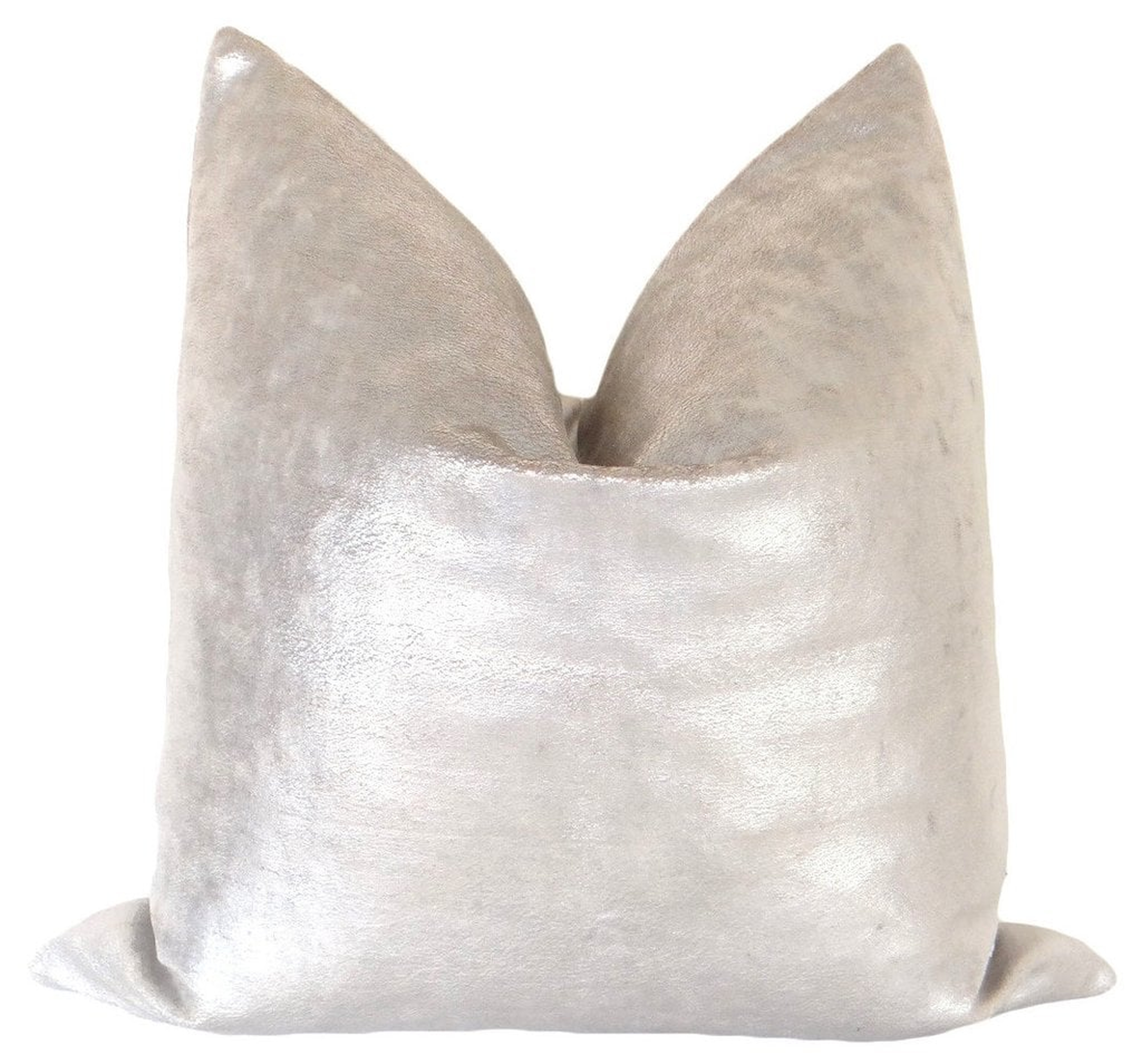 Sueded Metallic Velvet Pillow Cover, Silver, 18" x 18" - Little Design Company