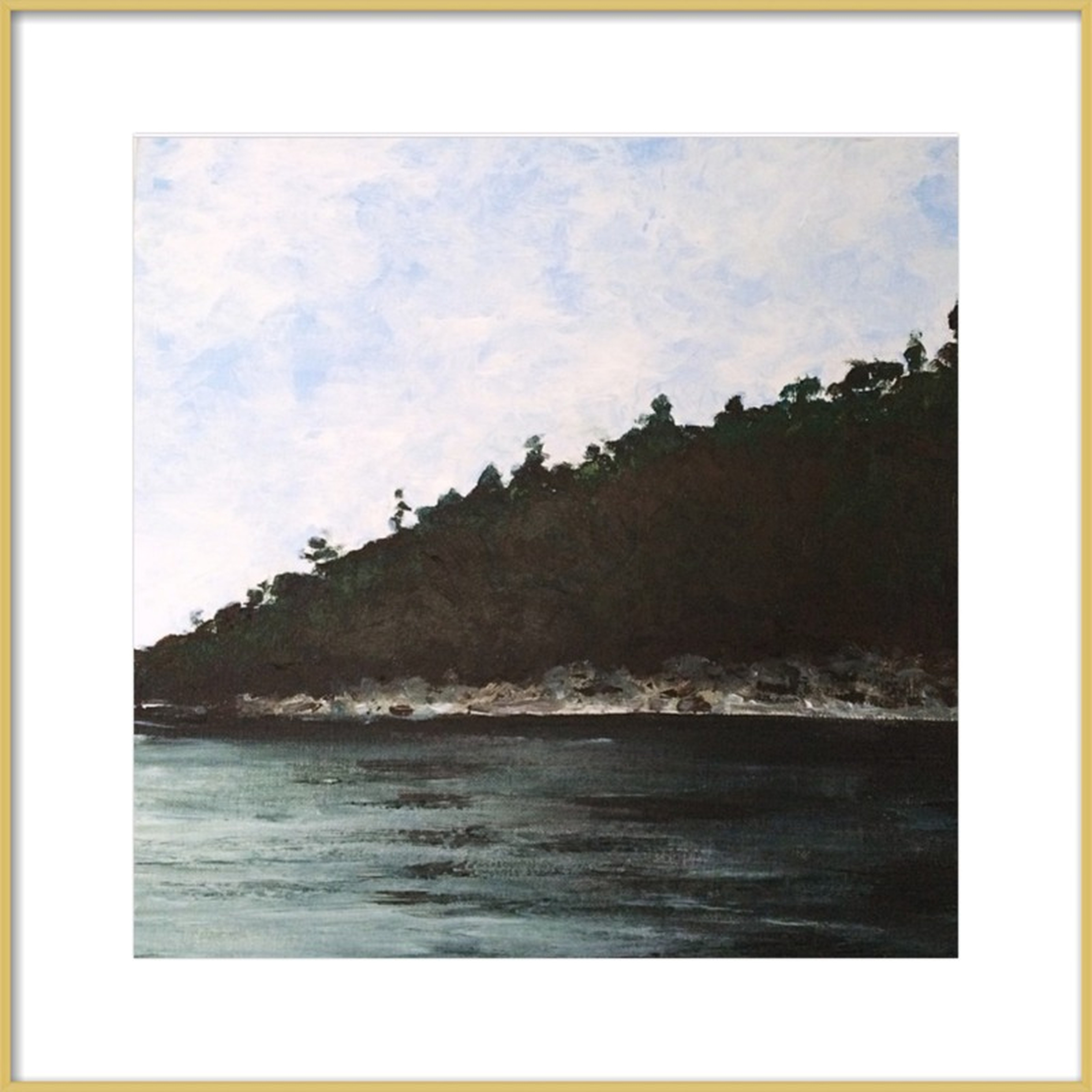 Maine from a boat - 24x24, Frosted Gold Metal Frame with Matte - Artfully Walls