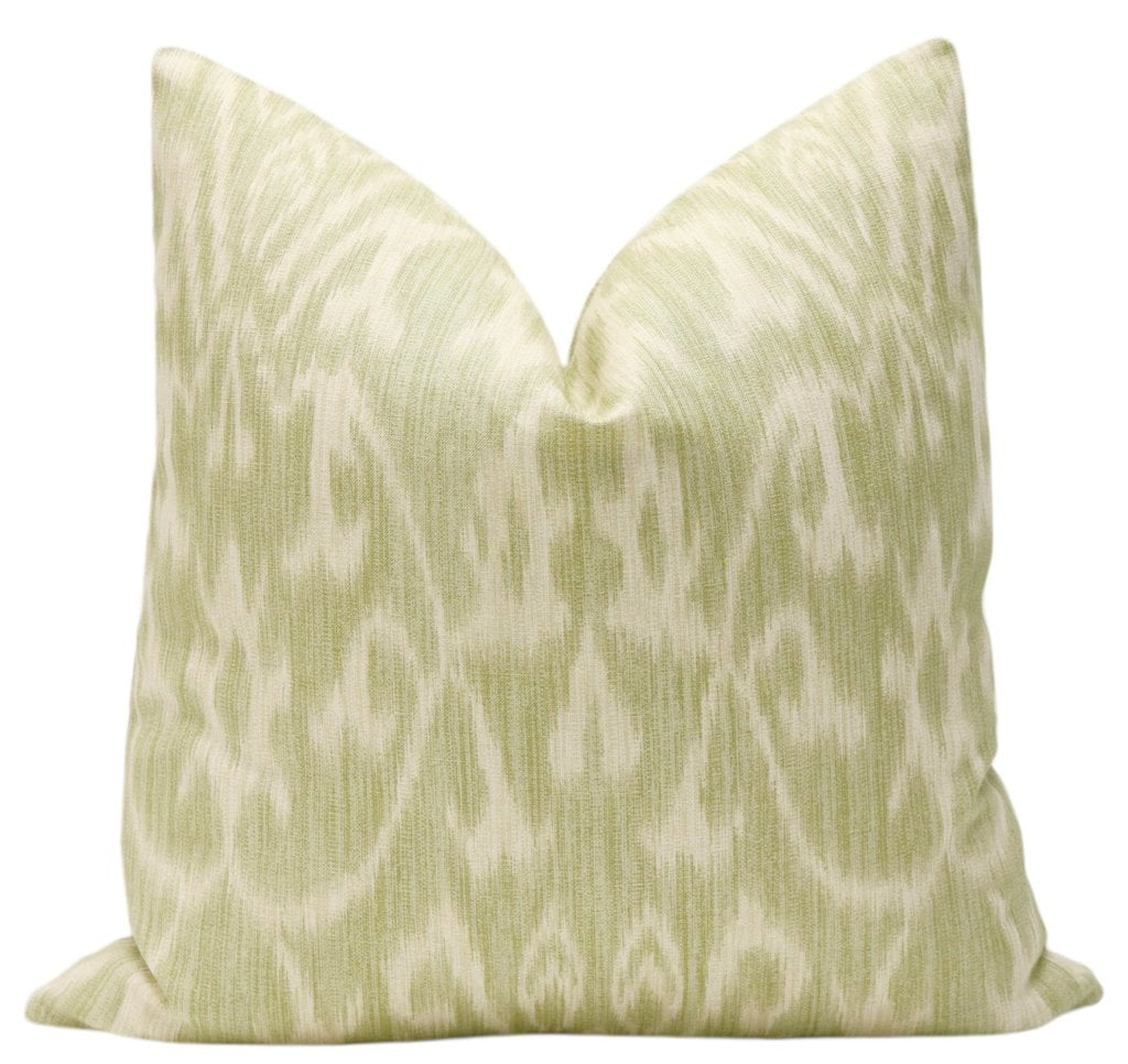 French Ikat Print // Spanish Moss Pillow, 18" Pillow Cover - Little Design Company