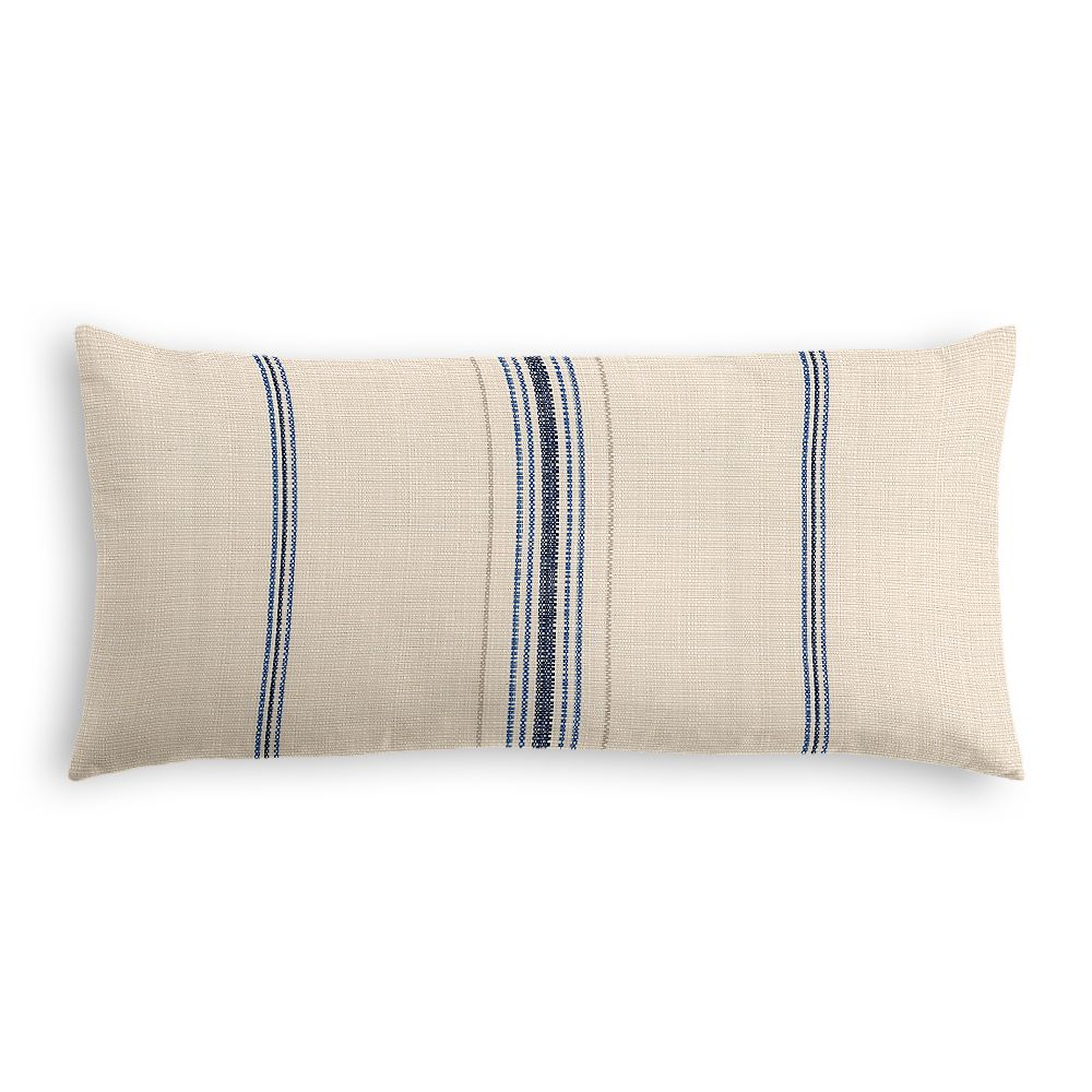 Blue Burlap-Style Stripe Lumbar Pillow, Poly Insert, 12" x 24" - Loom Decor