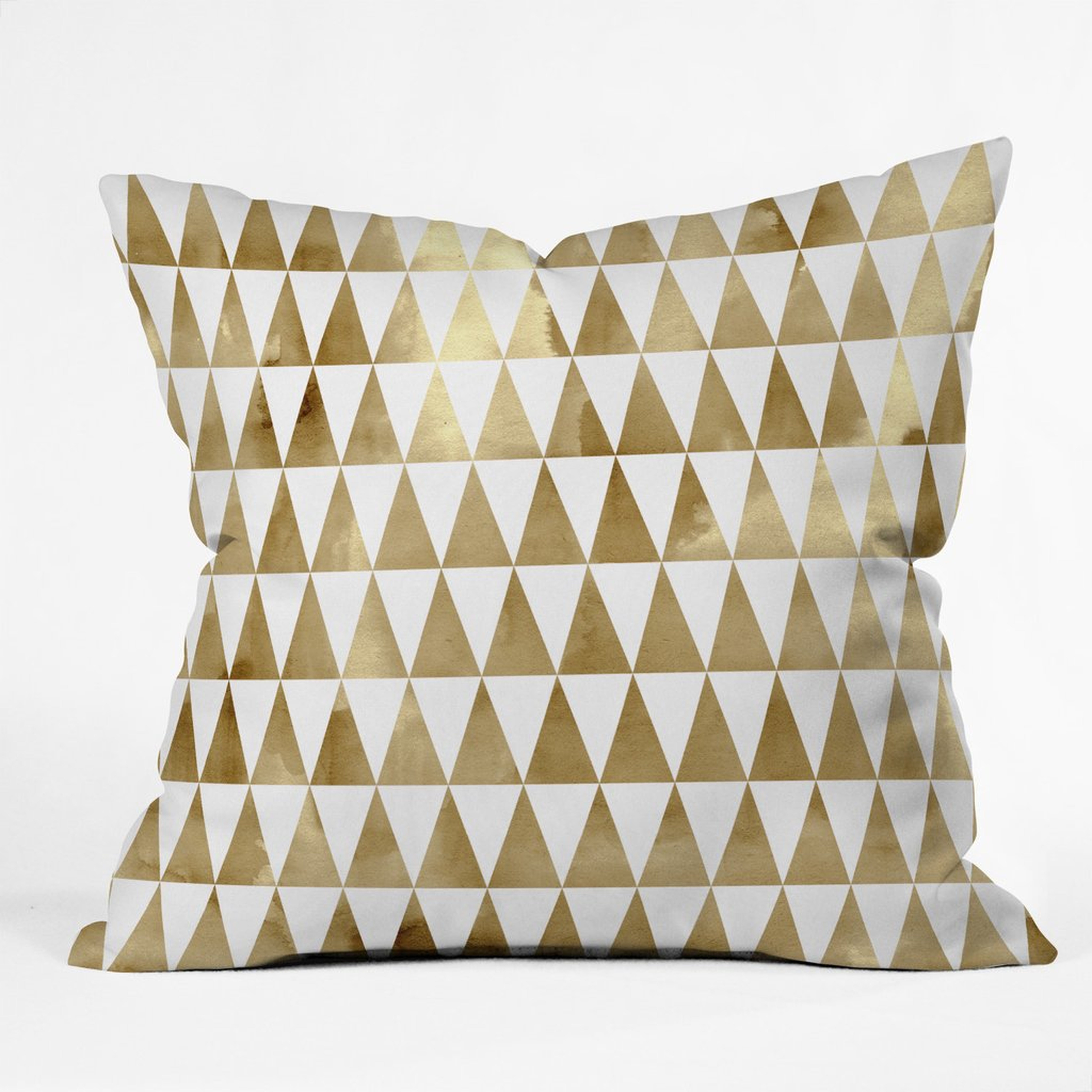 Triangle Pattern Gold  Throw Pillow  - Polyester Insert-18"x18" - Wander Print Co.