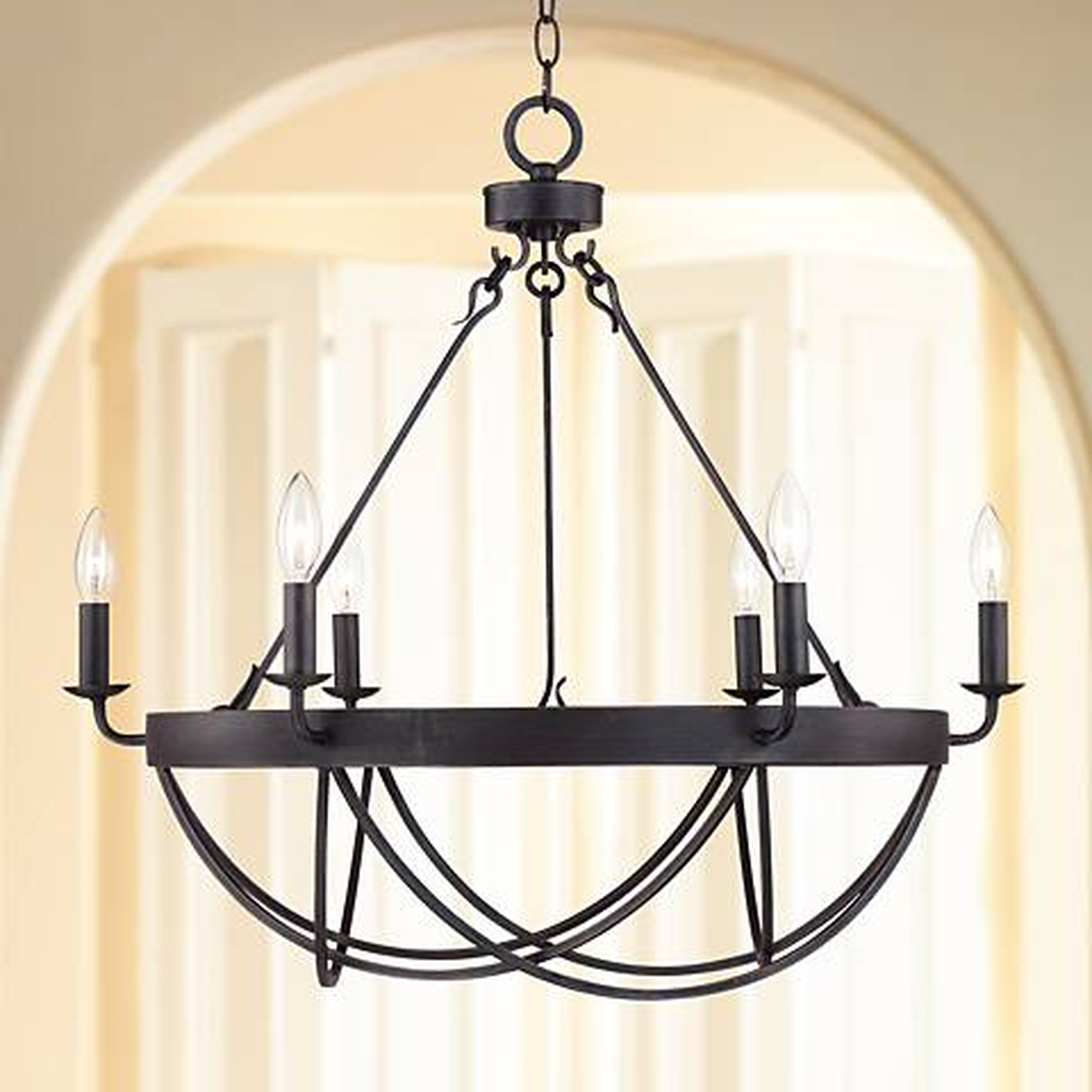 Lyster Square 28" Wide Oil-Rubbed Bronze Chandelier - Lamps Plus