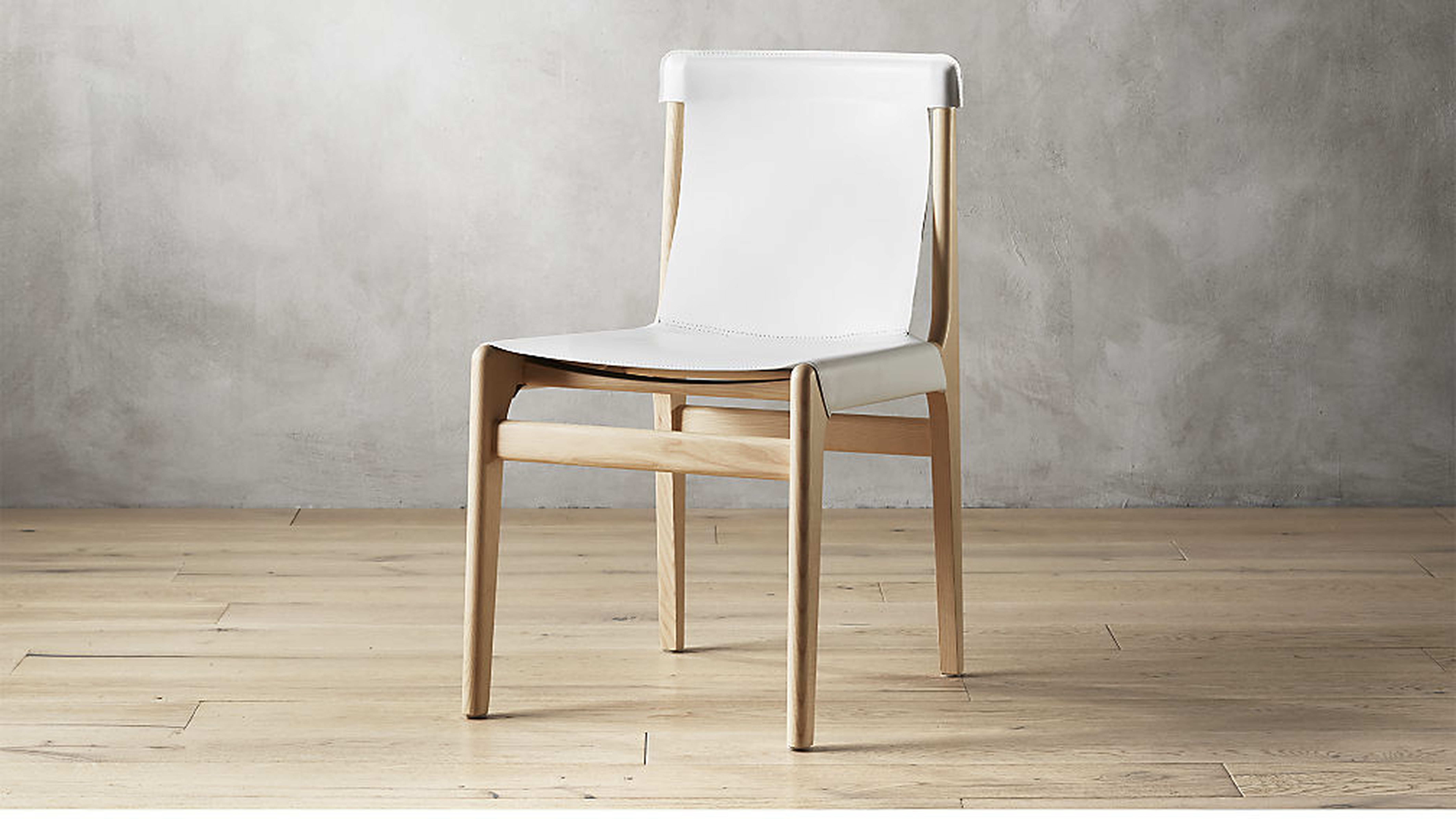 Burano White Leather Sling Dining Chair - CB2
