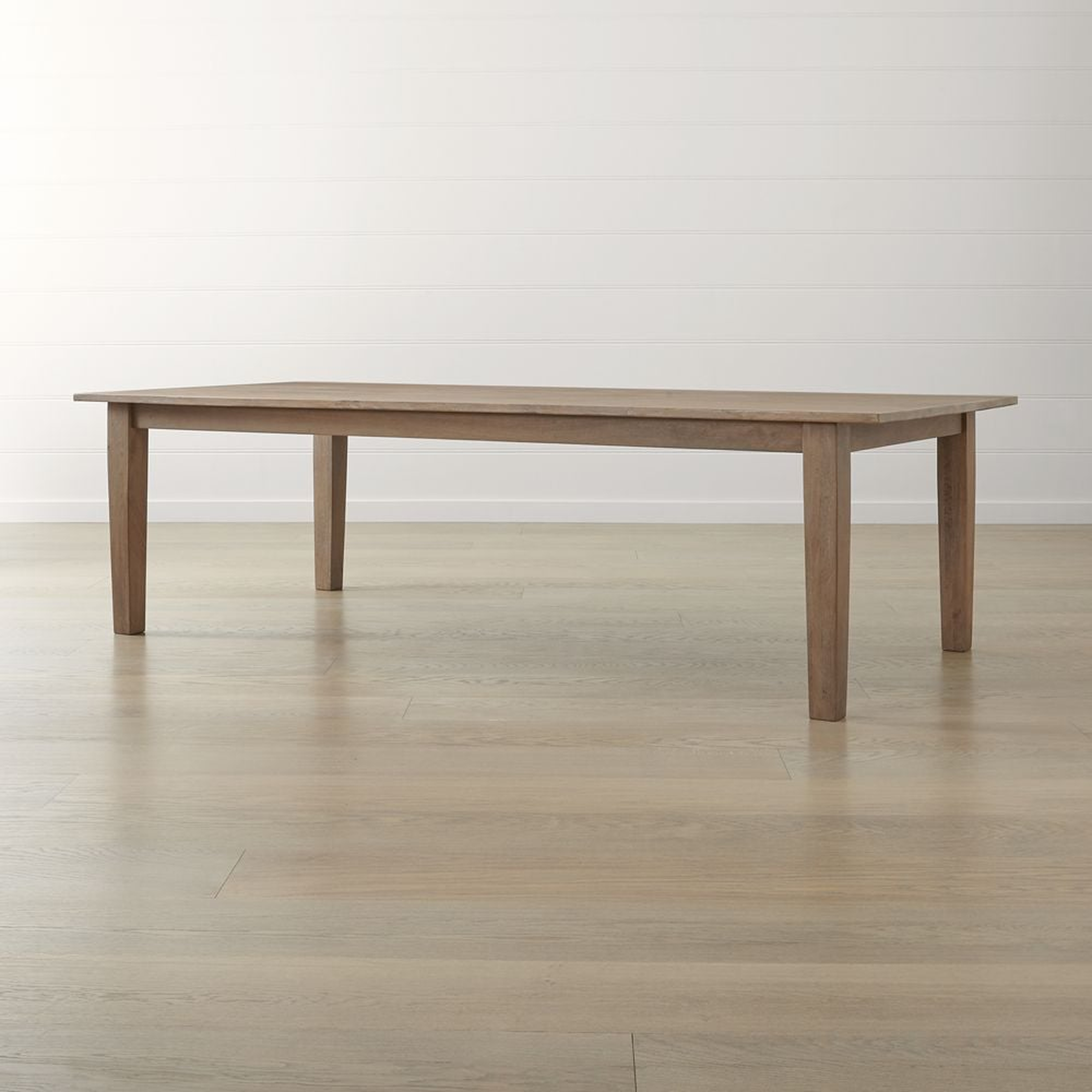 Basque 104" Weathered Light Brown Solid Wood Dining Table - Crate and Barrel