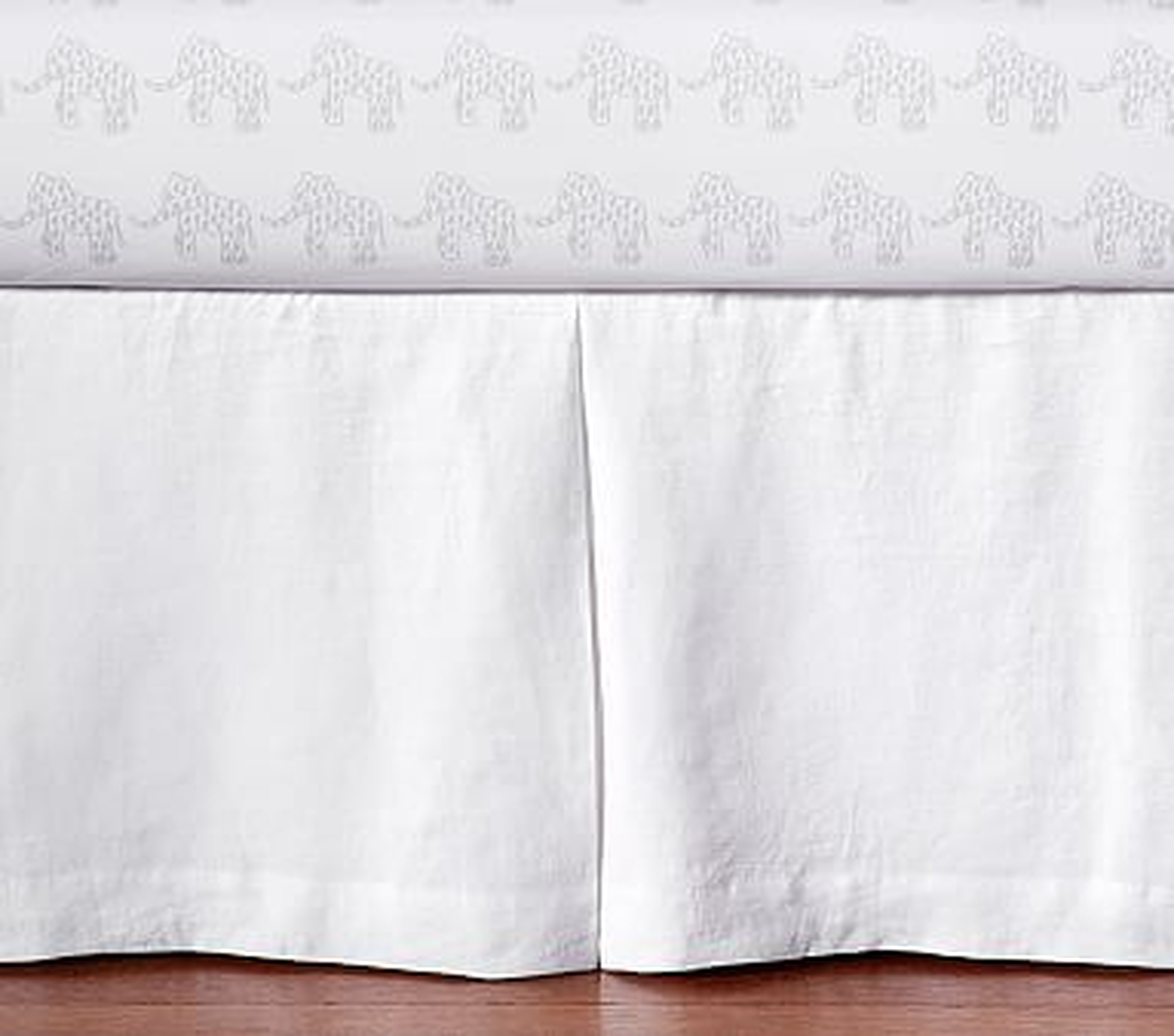Linen Crib Skirt, White - Pottery Barn Kids