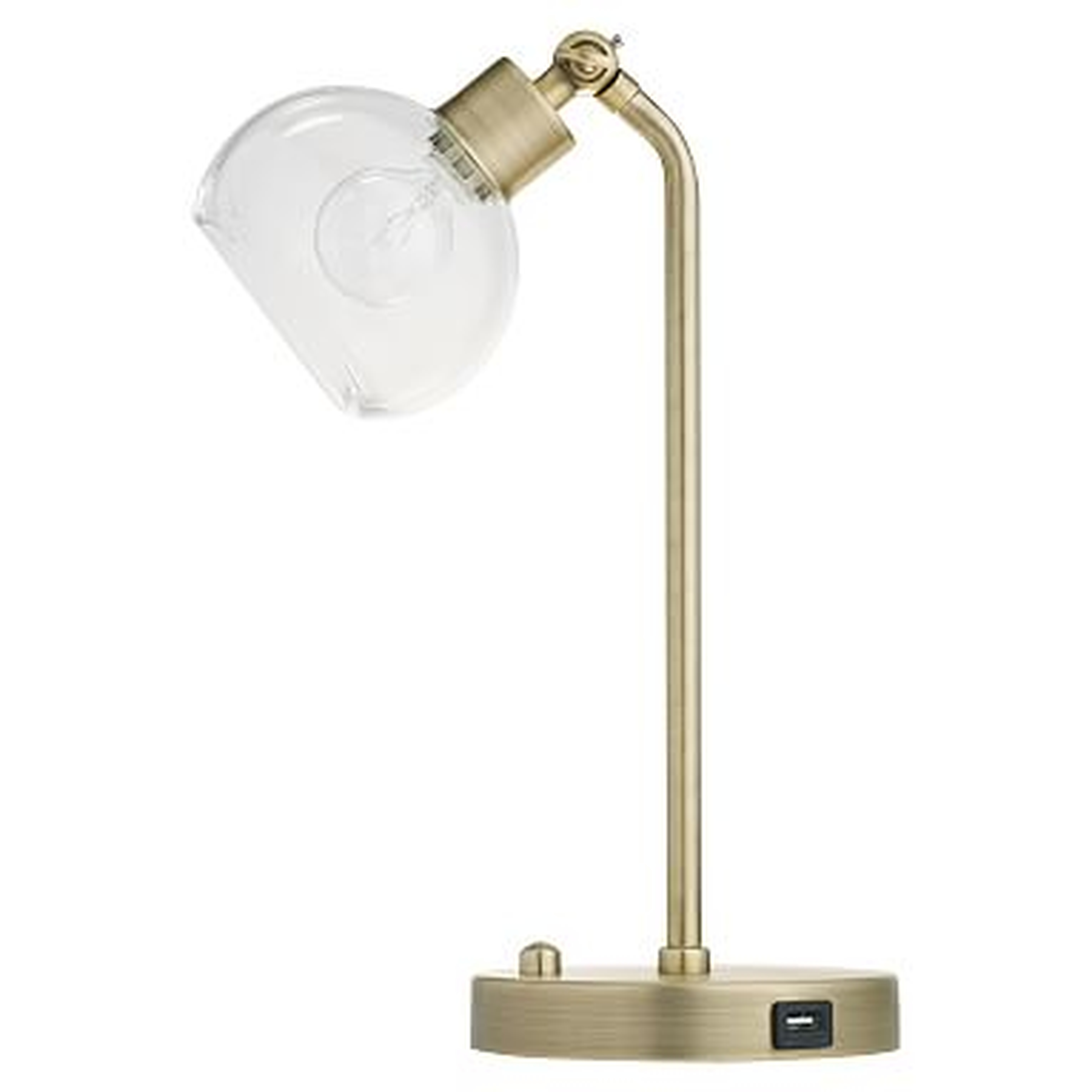 Spotlight Task Lamp with USB, Gold & Clear - Pottery Barn Teen