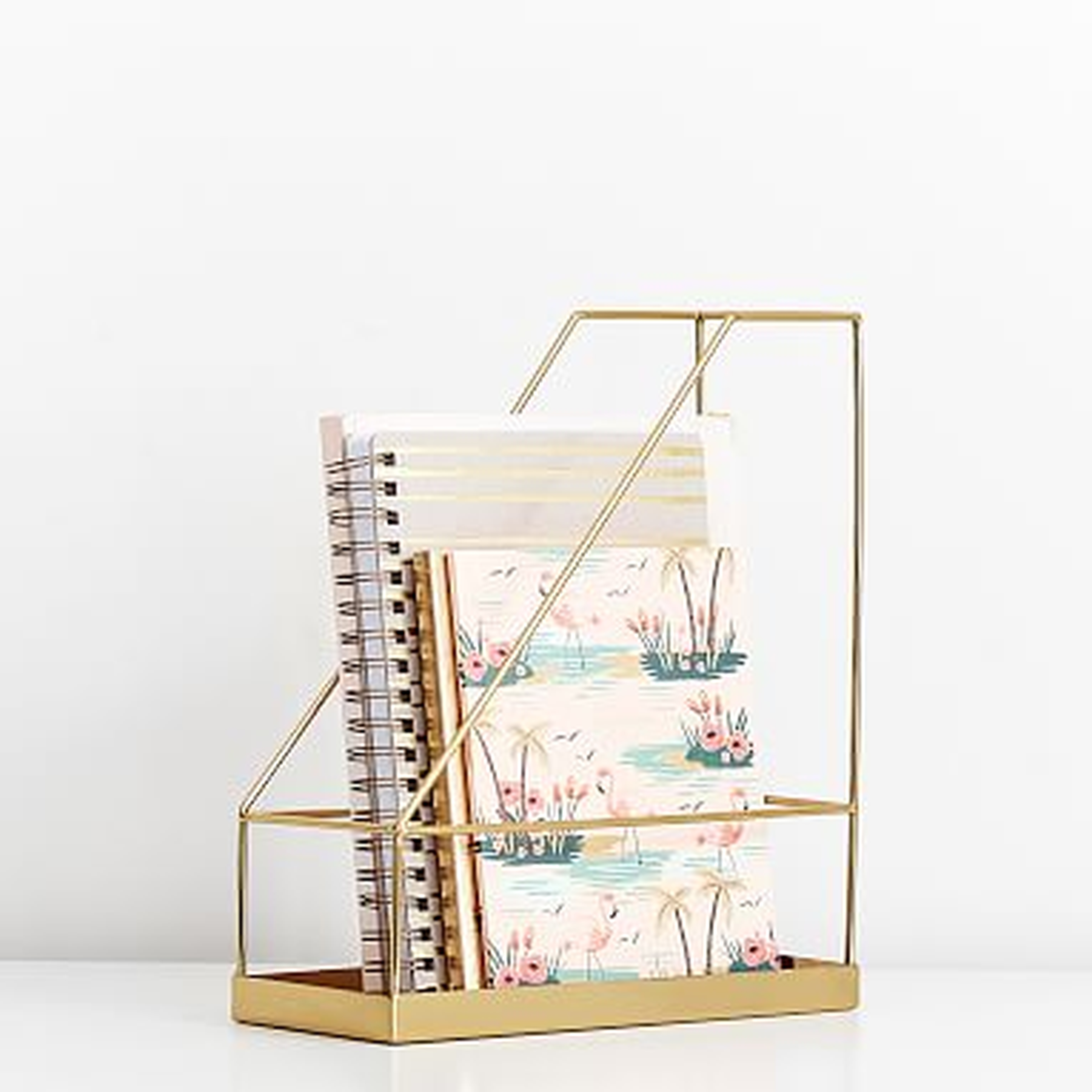Silhouette Desk Accessories, Magazine Caddy, Gold - Pottery Barn Teen