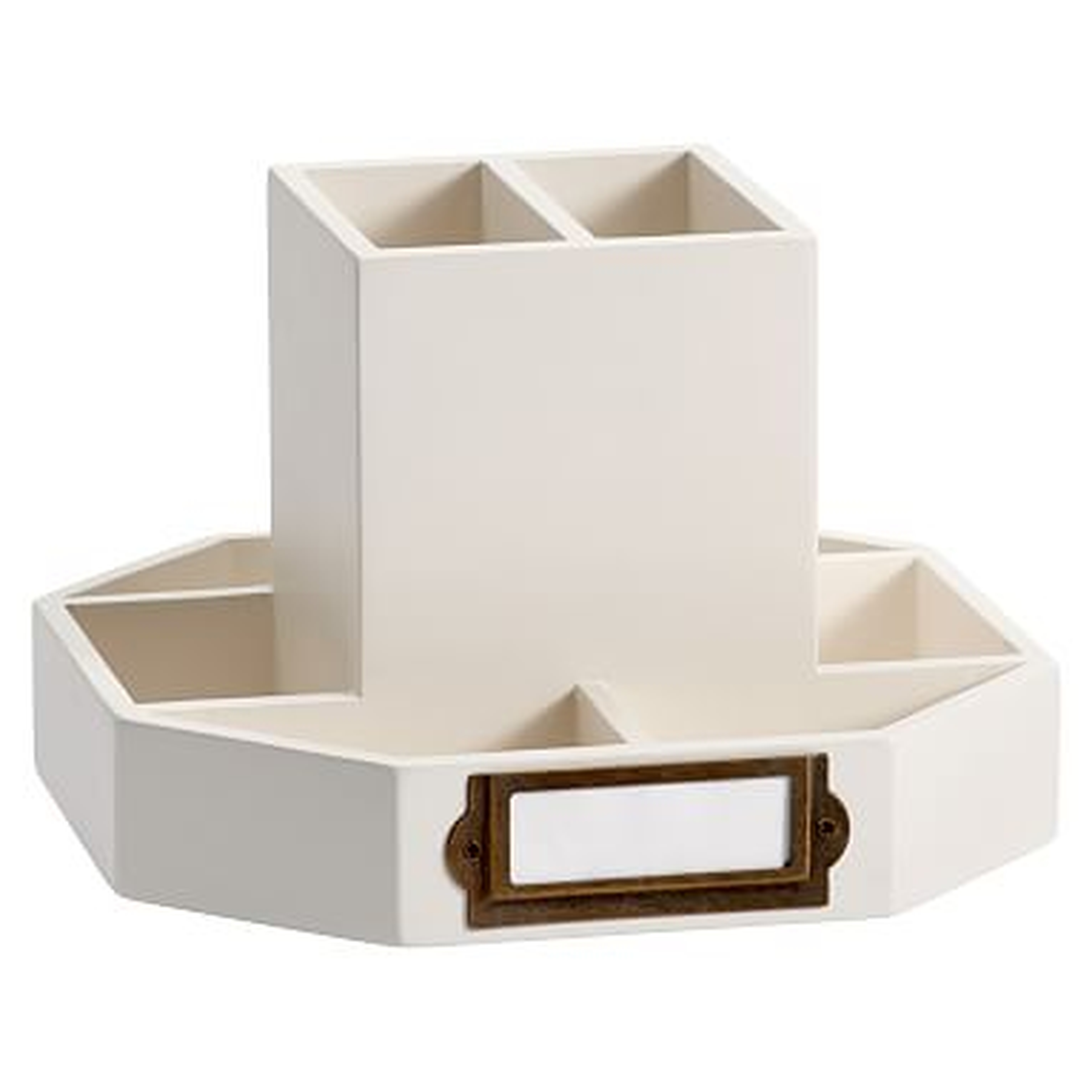 Classic Wooden Desk Accessories, Rotating Caddy, Simply White - Pottery Barn Teen