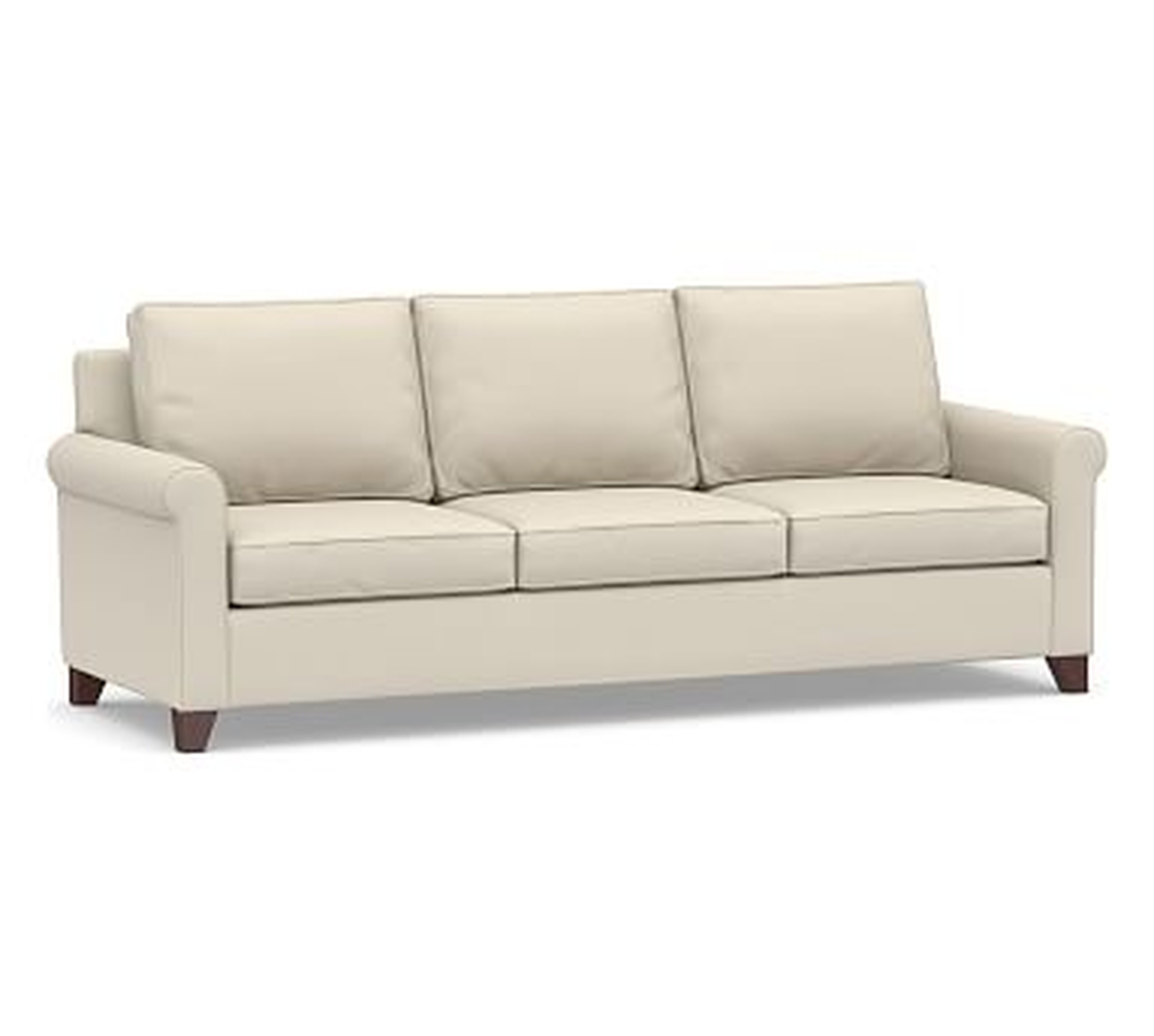 Cameron Roll Arm Upholstered Sofa, Polyester Wrapped Cushions, Performance Brushed Basketweave Ivory - Pottery Barn