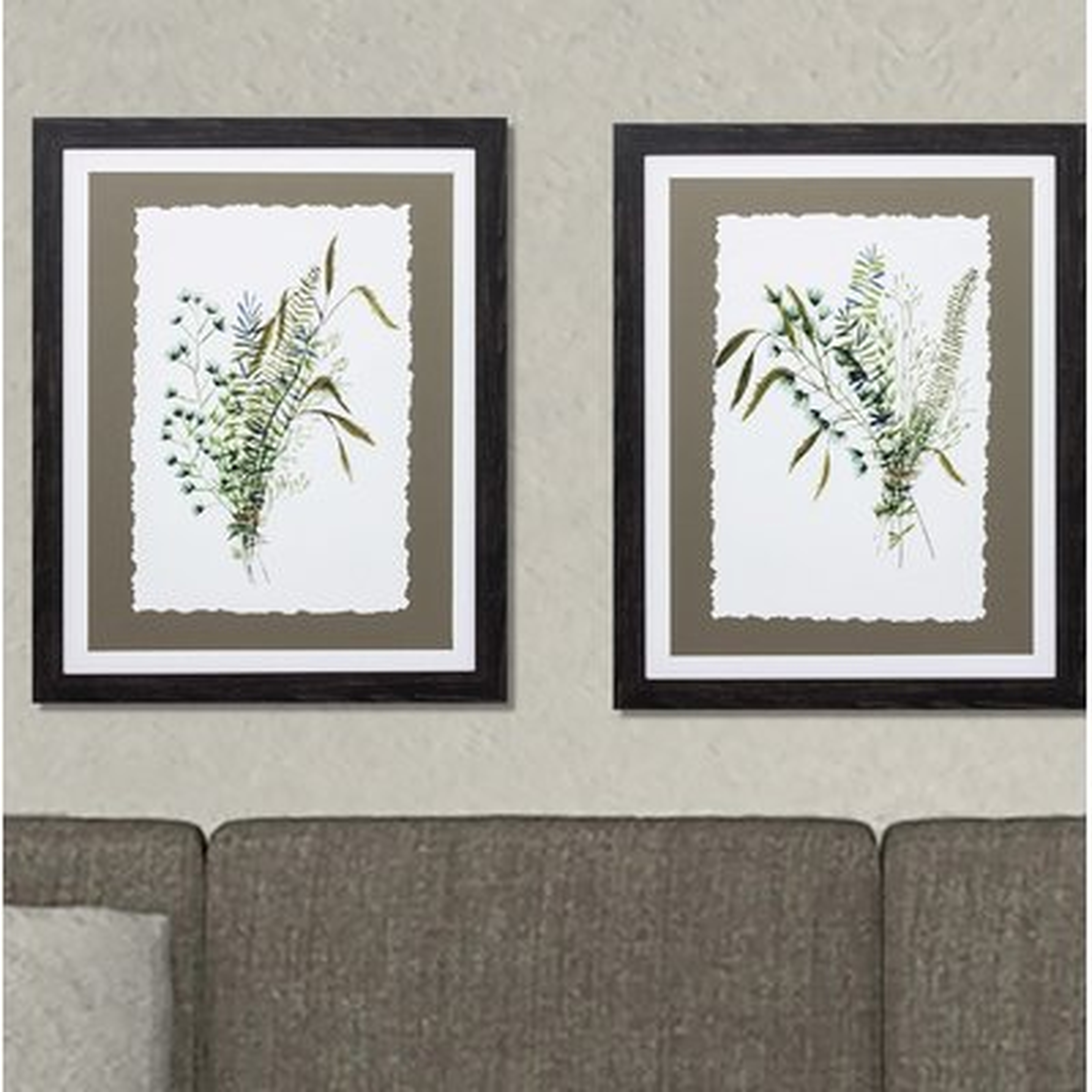 'Green Bouquet' 2 Piece Framed Print Set - Wayfair