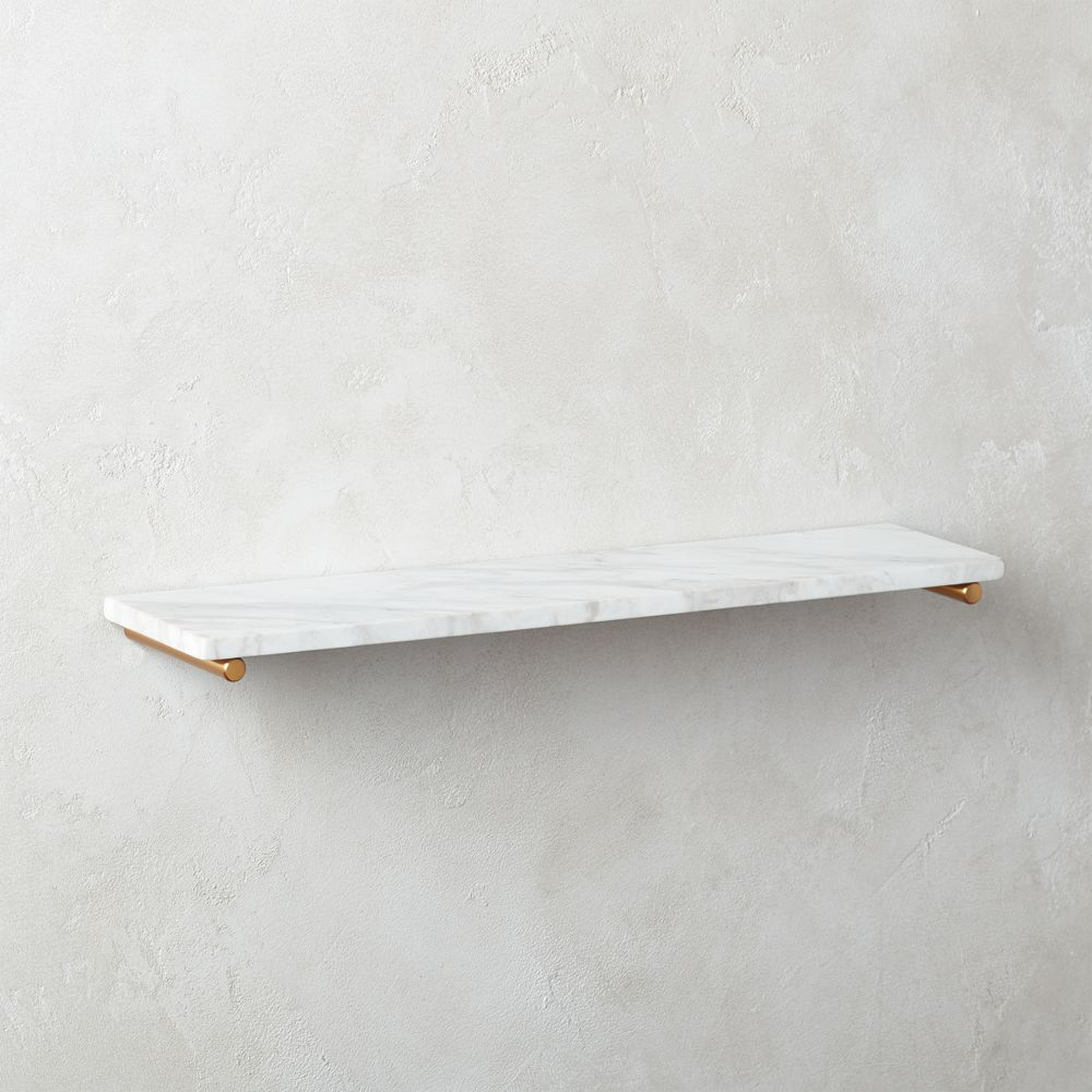 Small Brass and White Marble Shelf - CB2