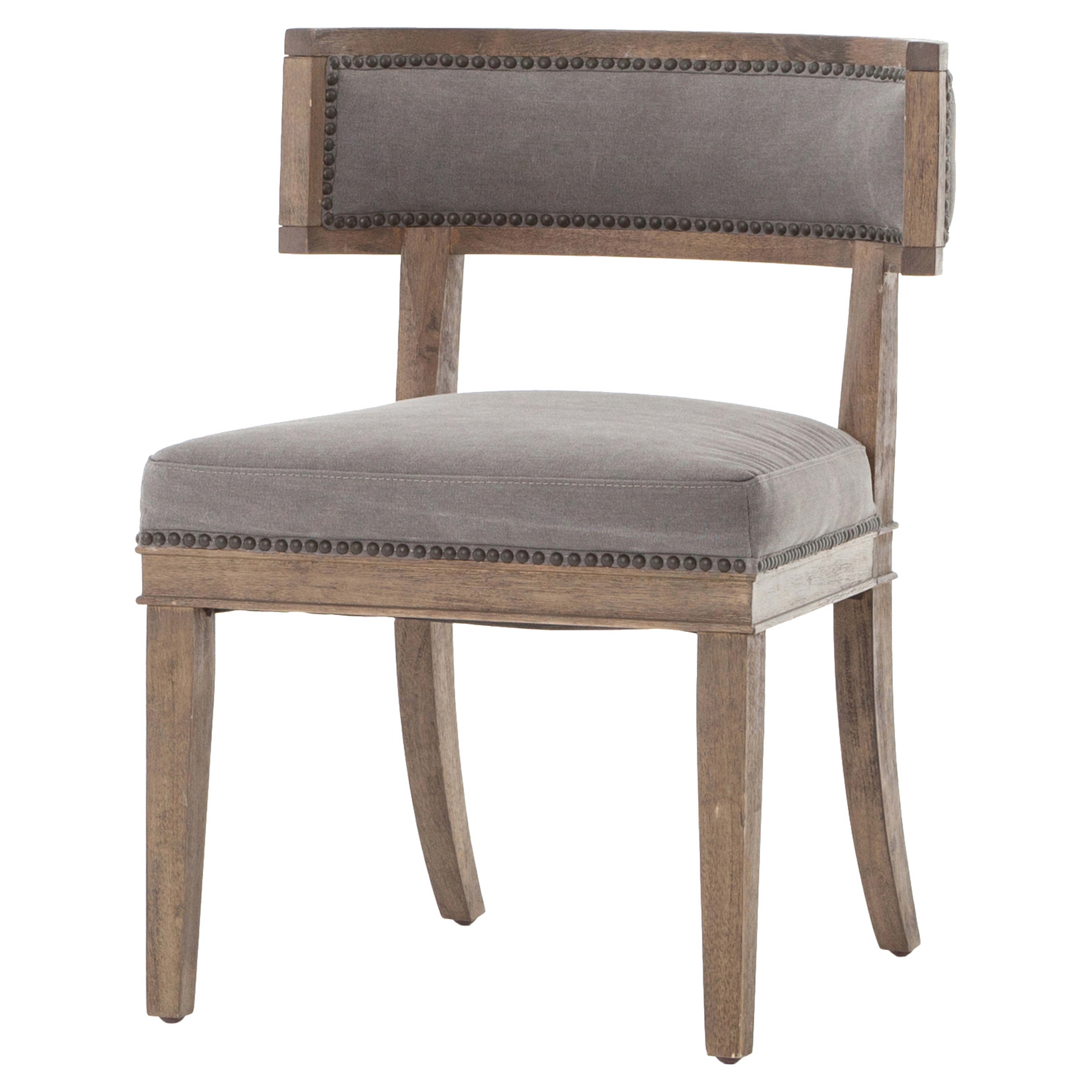 Livingston Modern Classic Curved Back Charcoal Grey Cotton Dining Chair - Kathy Kuo Home