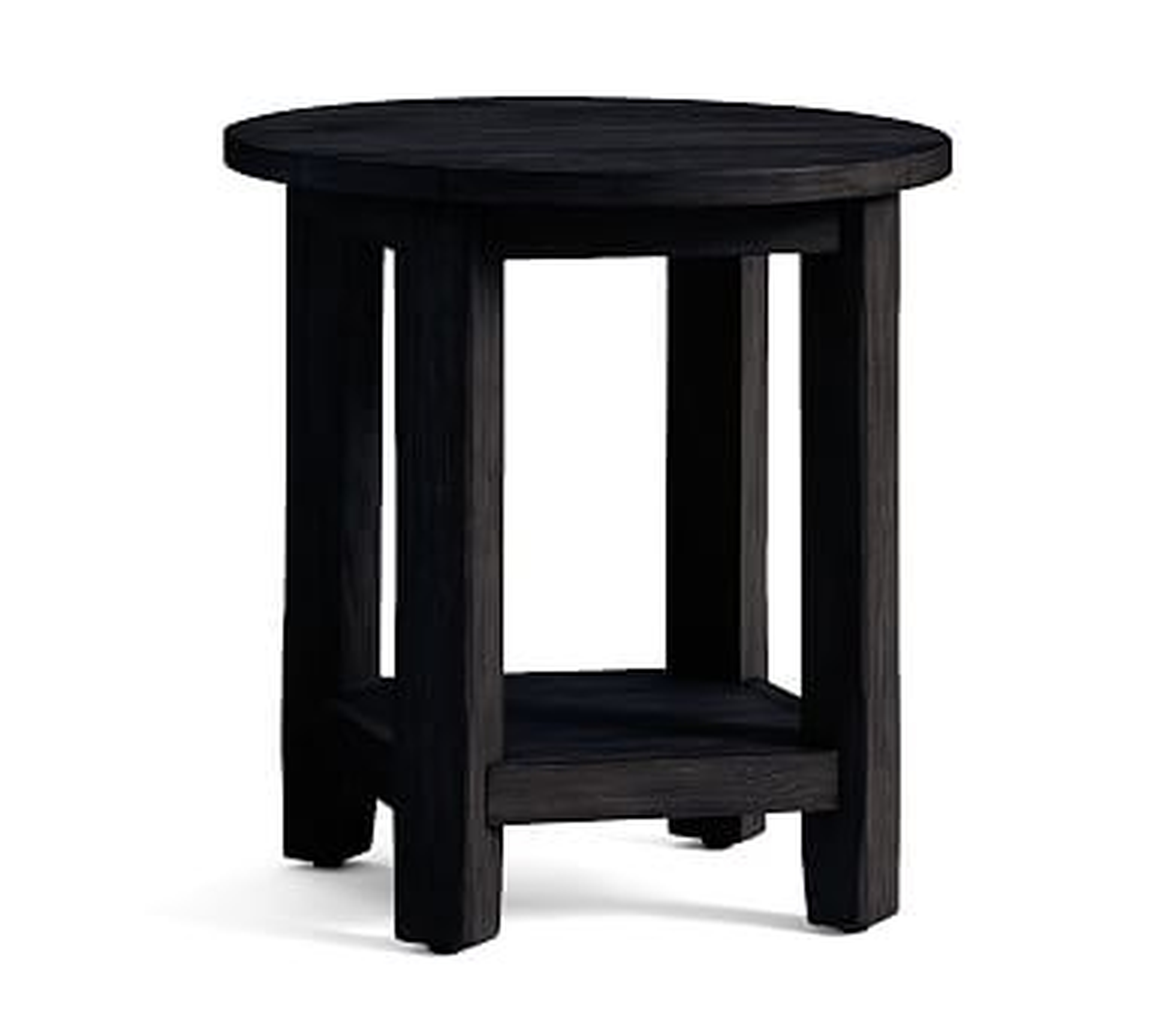 Benchwright Round End Table, Blackened Oak - Pottery Barn