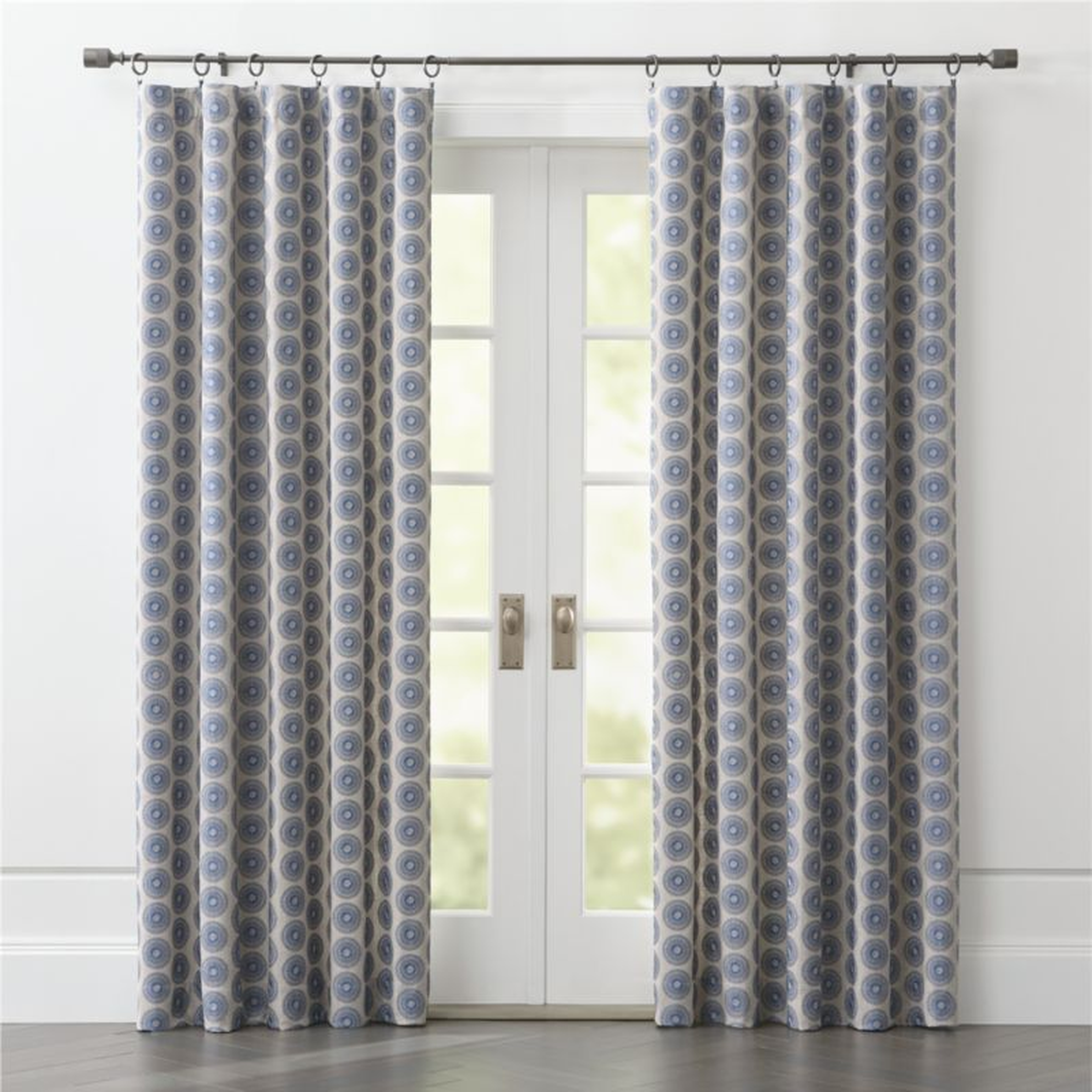 Aubrey Blue Embroidered Curtain Panel 50"x84" - Crate and Barrel