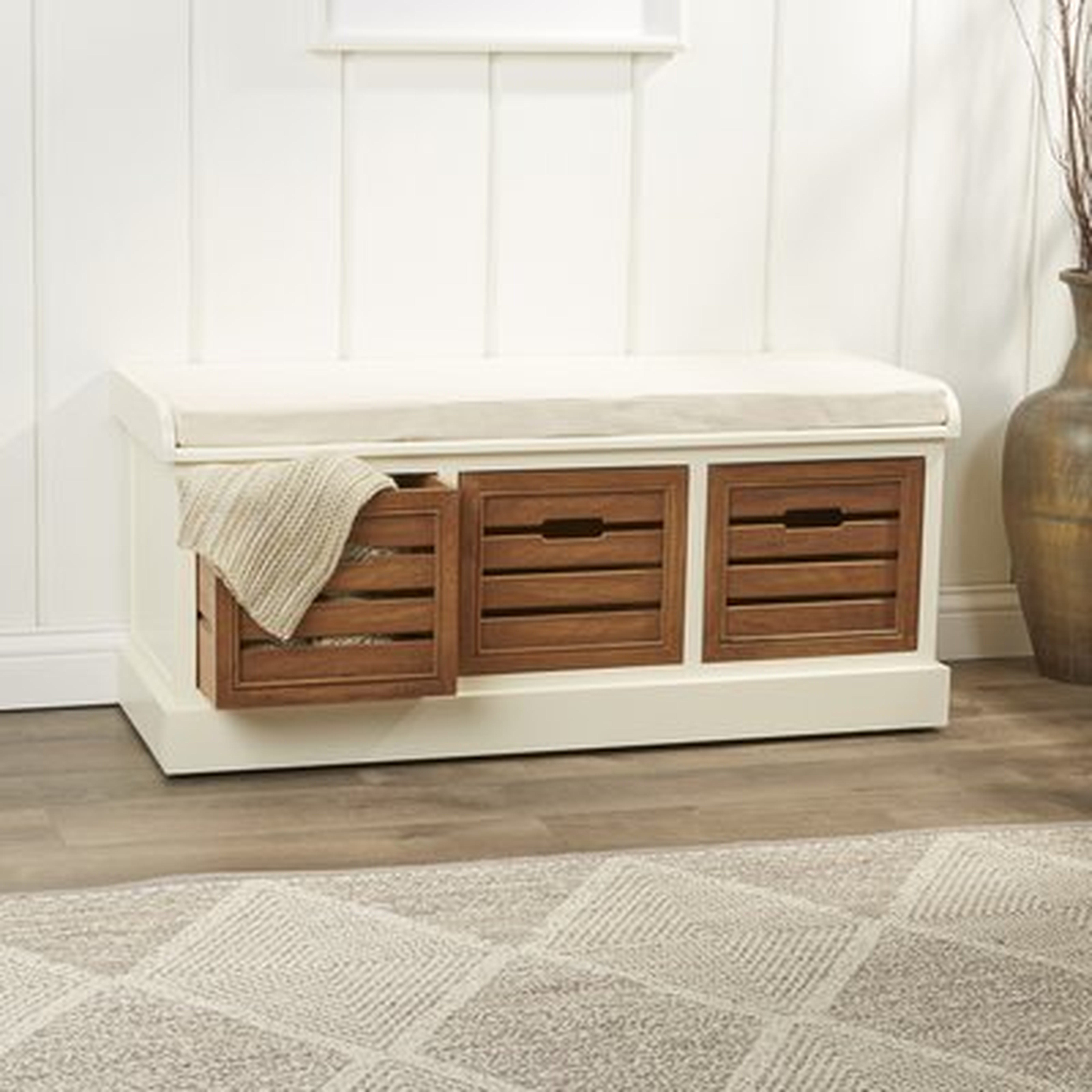 Sonderborg Wood Storage Bench - Wayfair