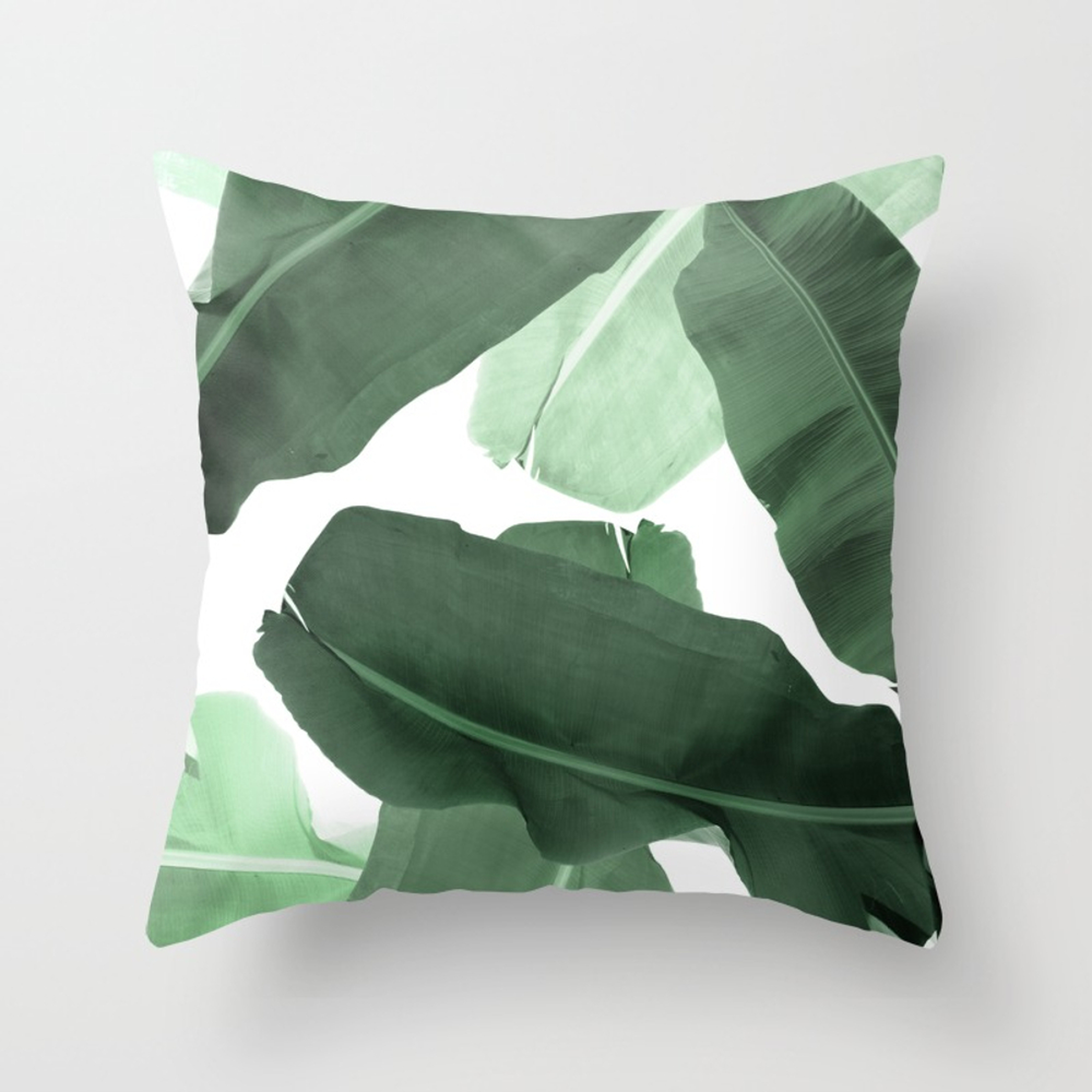 Green Banana Leaf Throw Pillow by Printsproject - Cover (20" x 20") With Pillow Insert - Outdoor Pillow - Society6