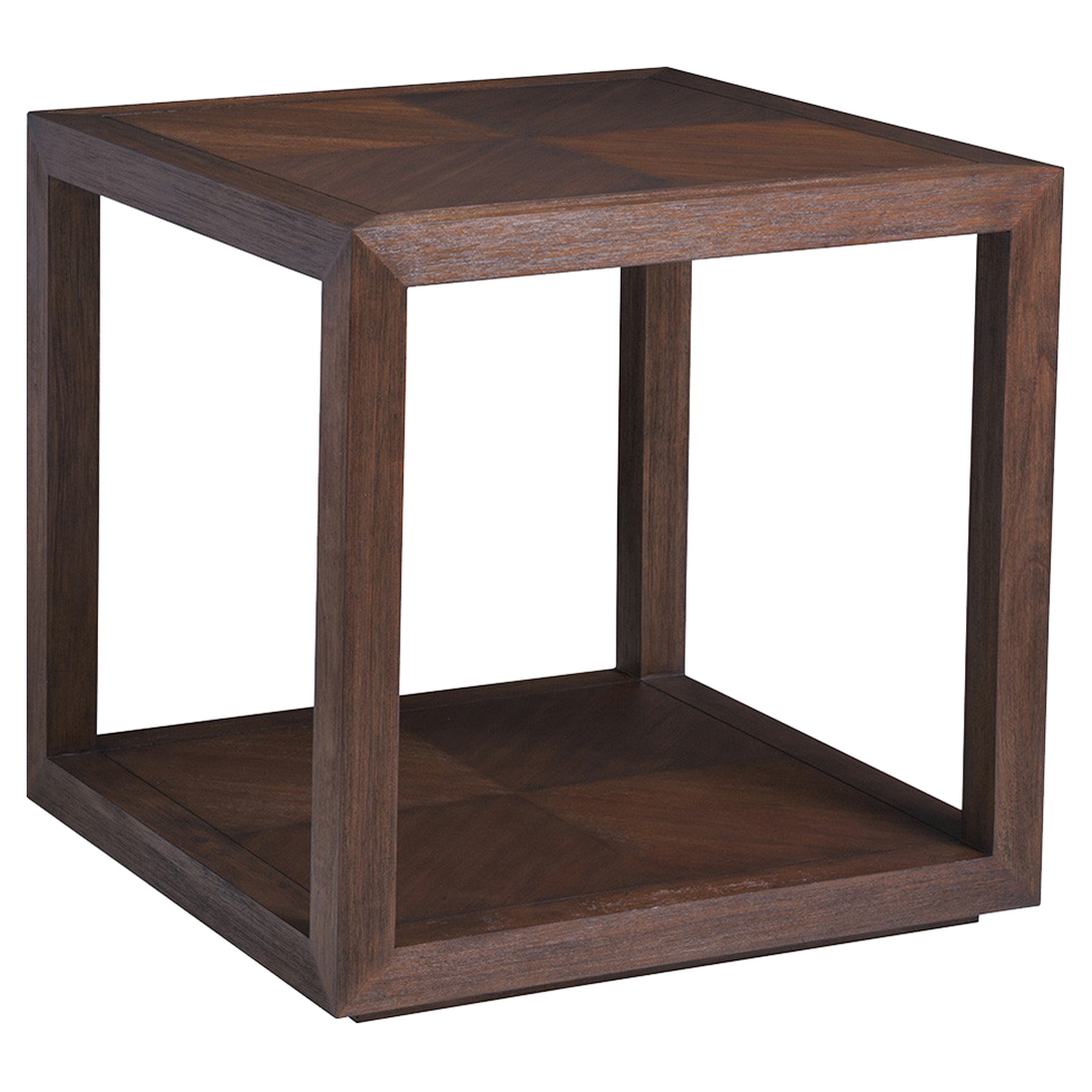 Artistica Credence Modern Wire Brushed Brown Wood Square Side End Table - Kathy Kuo Home