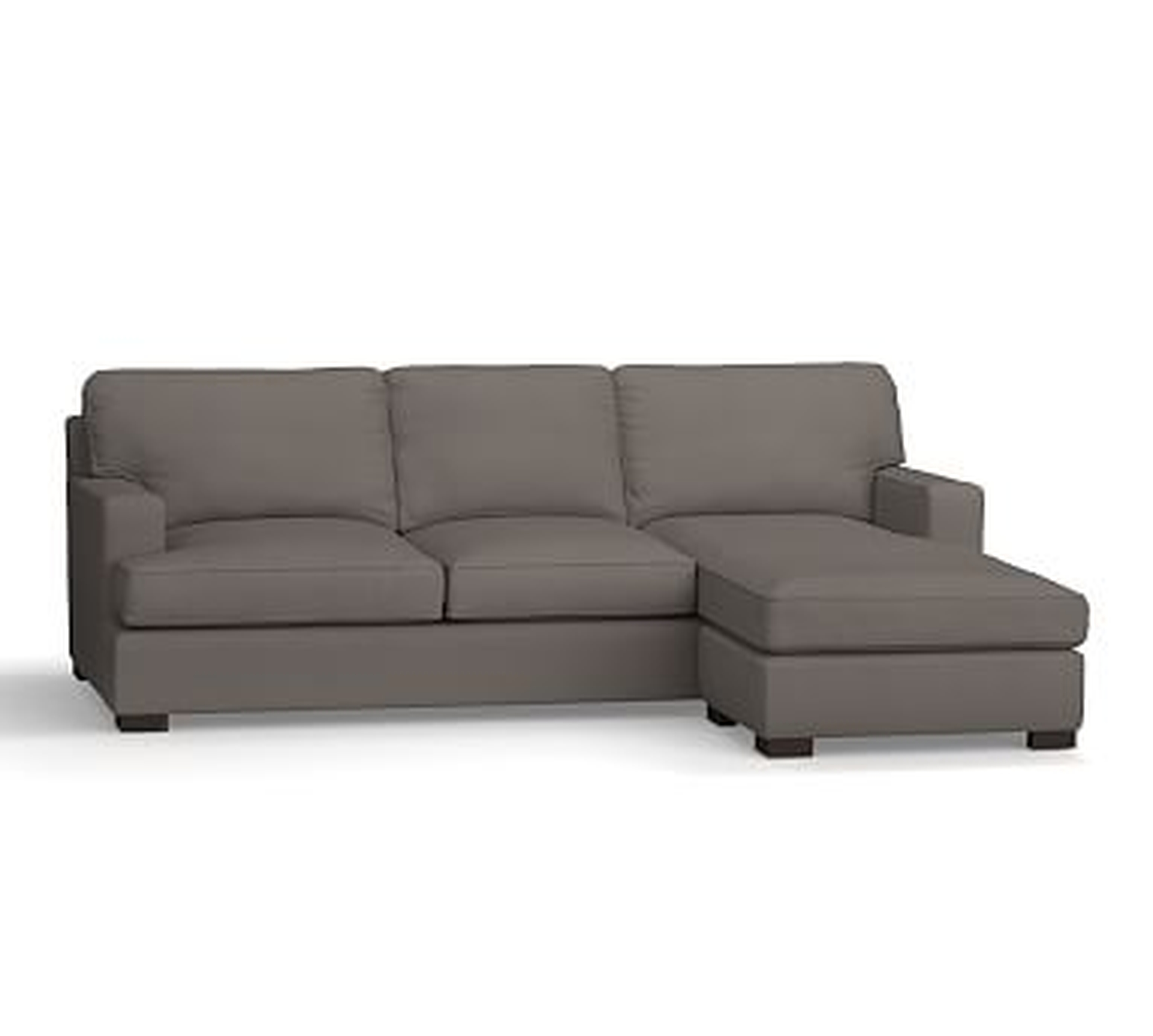 Townsend Square Arm Upholstered Sofa with Reversible Storage Chaise Sectional, Polyester Wrapped Cushions, Twill Metal Gray - Pottery Barn