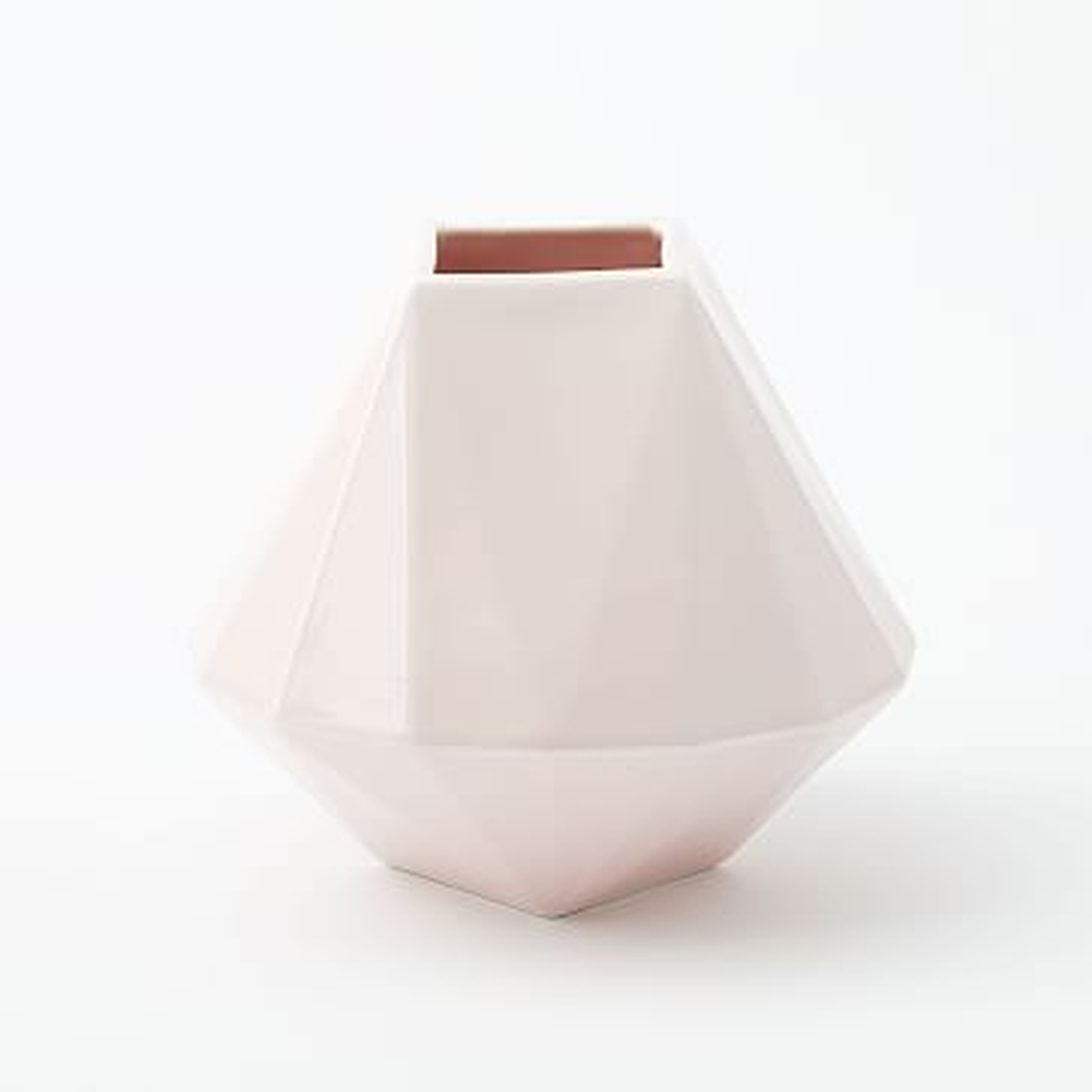 Faceted Porcelain Vase, 5.25", Dusty Blush - West Elm