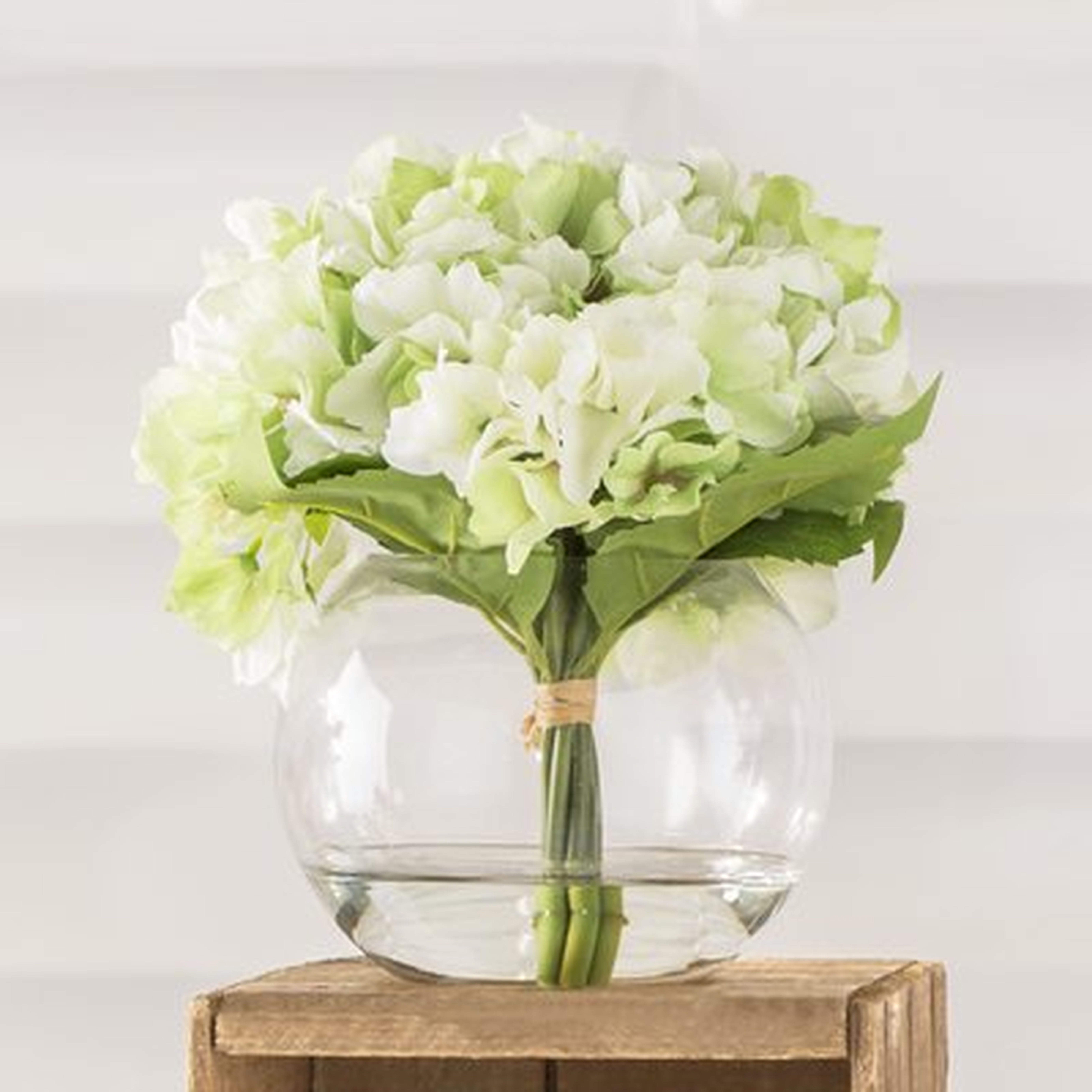 Hydrangea Floral Arrangement in Glass Vase - Birch Lane