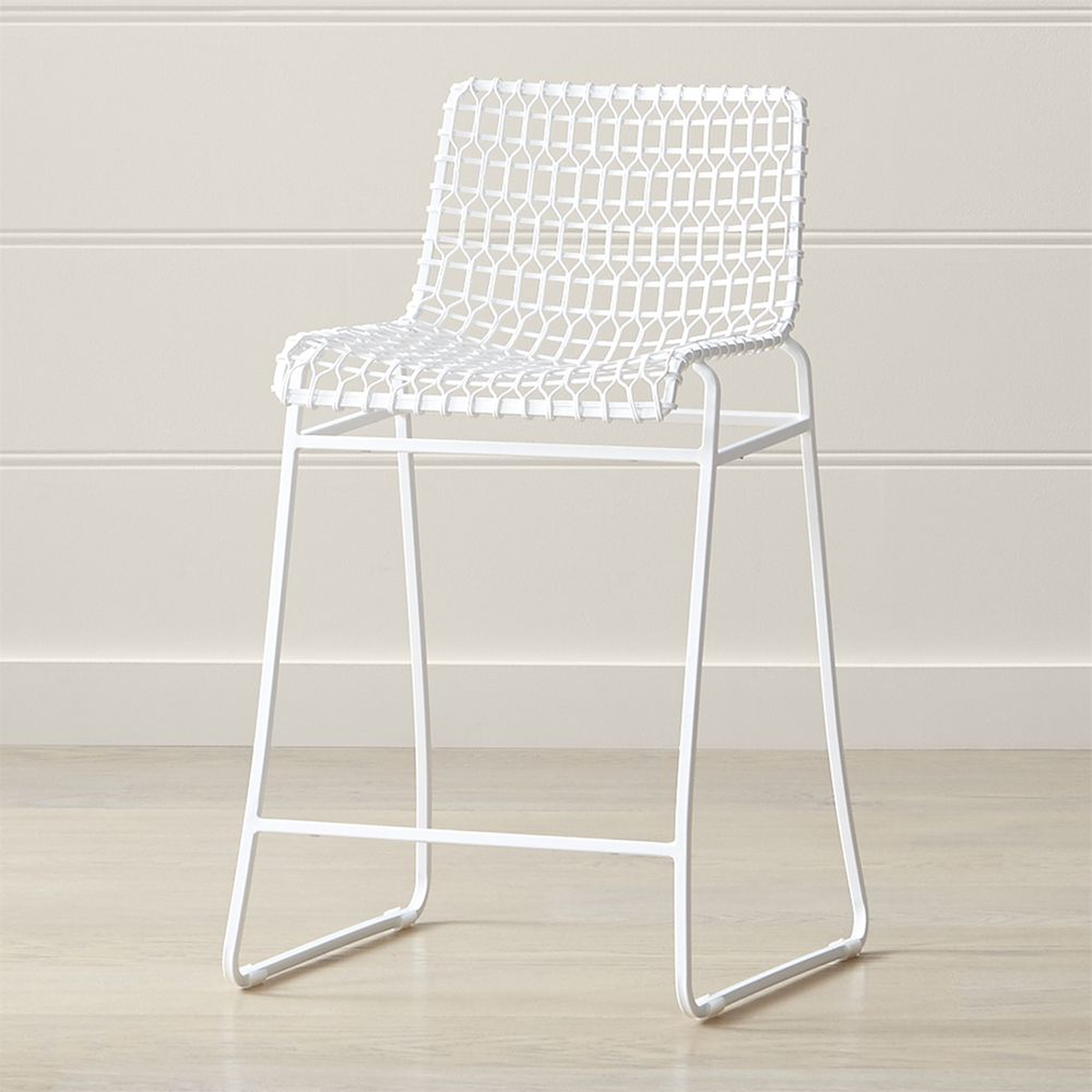 Tig Indoor/Outdoor White Metal Counter Stool - Crate and Barrel