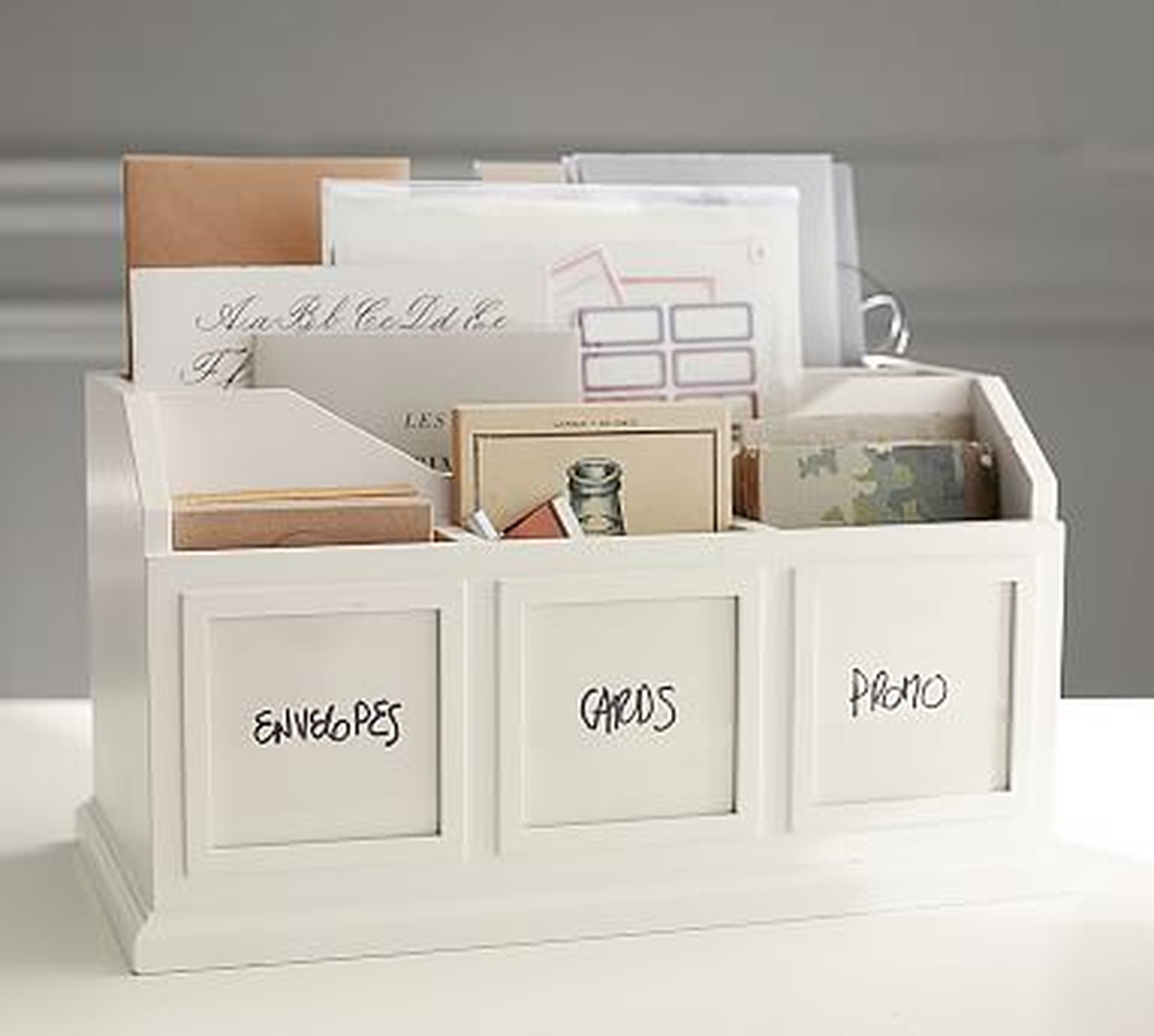 Bedford Photo Caddy, Antique White - Pottery Barn