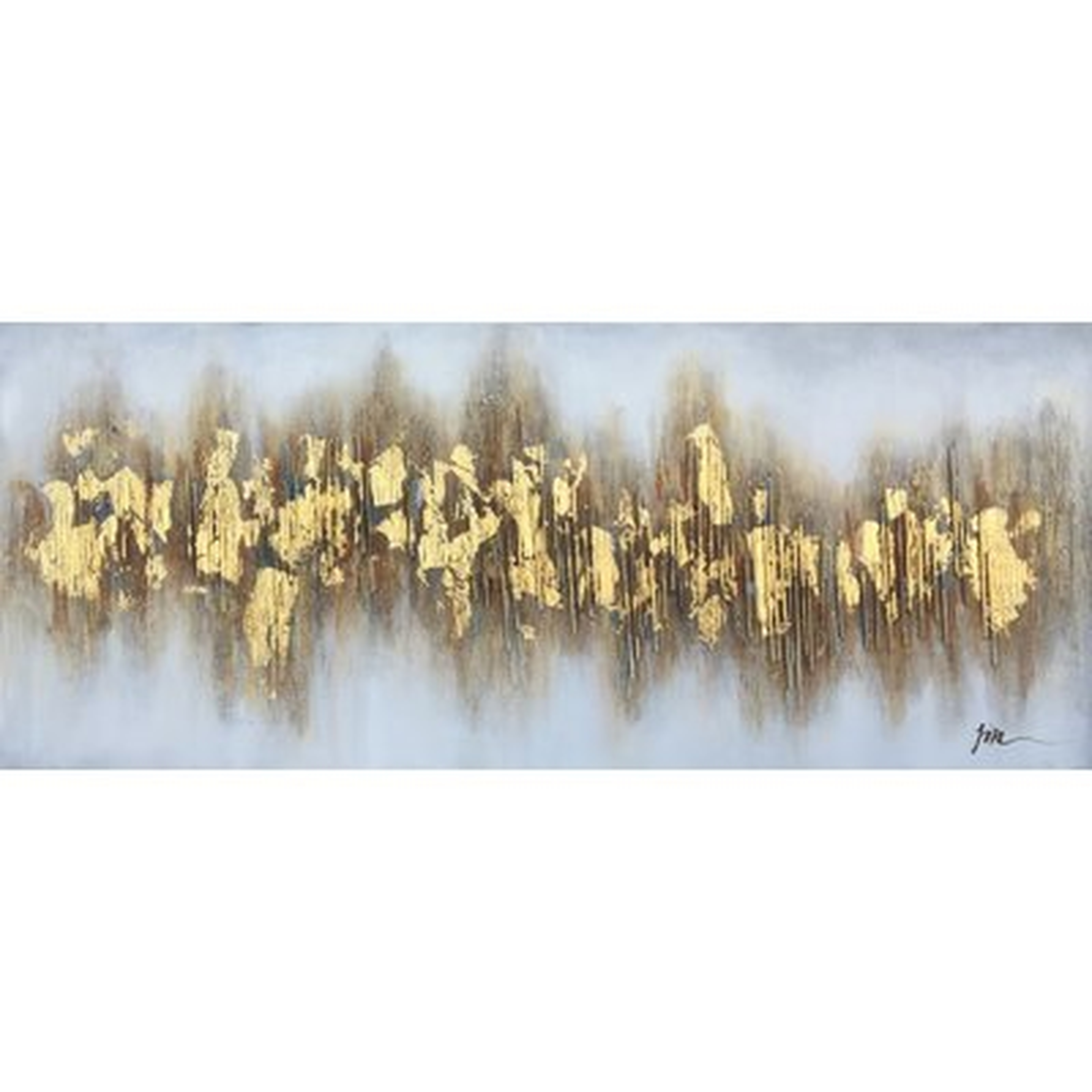 Beaming Gold Flakes' Oil Painting Print on Wrapped Canvas - Wayfair