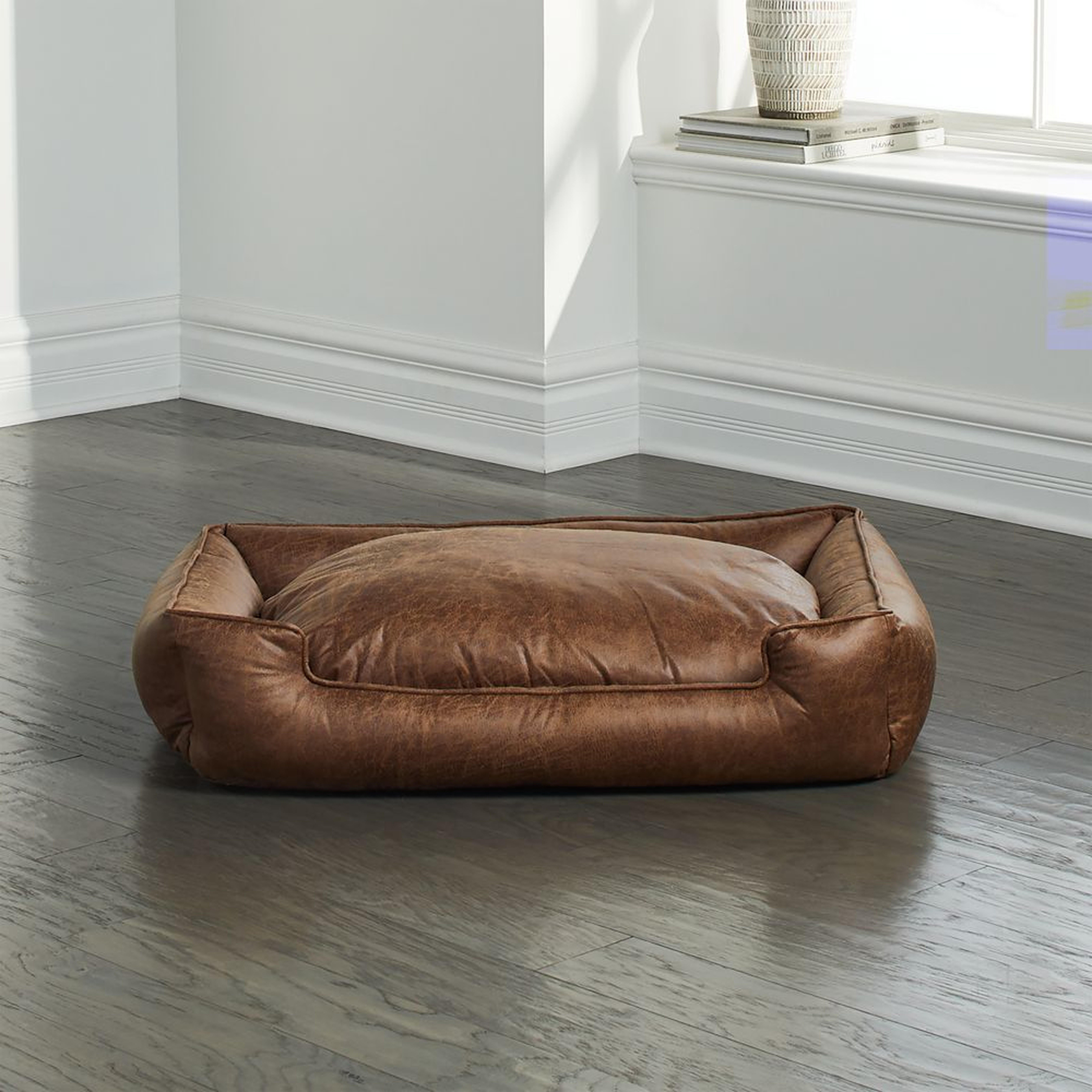 Lounge Faux Leather Vintage Medium Dog Bed - Crate and Barrel