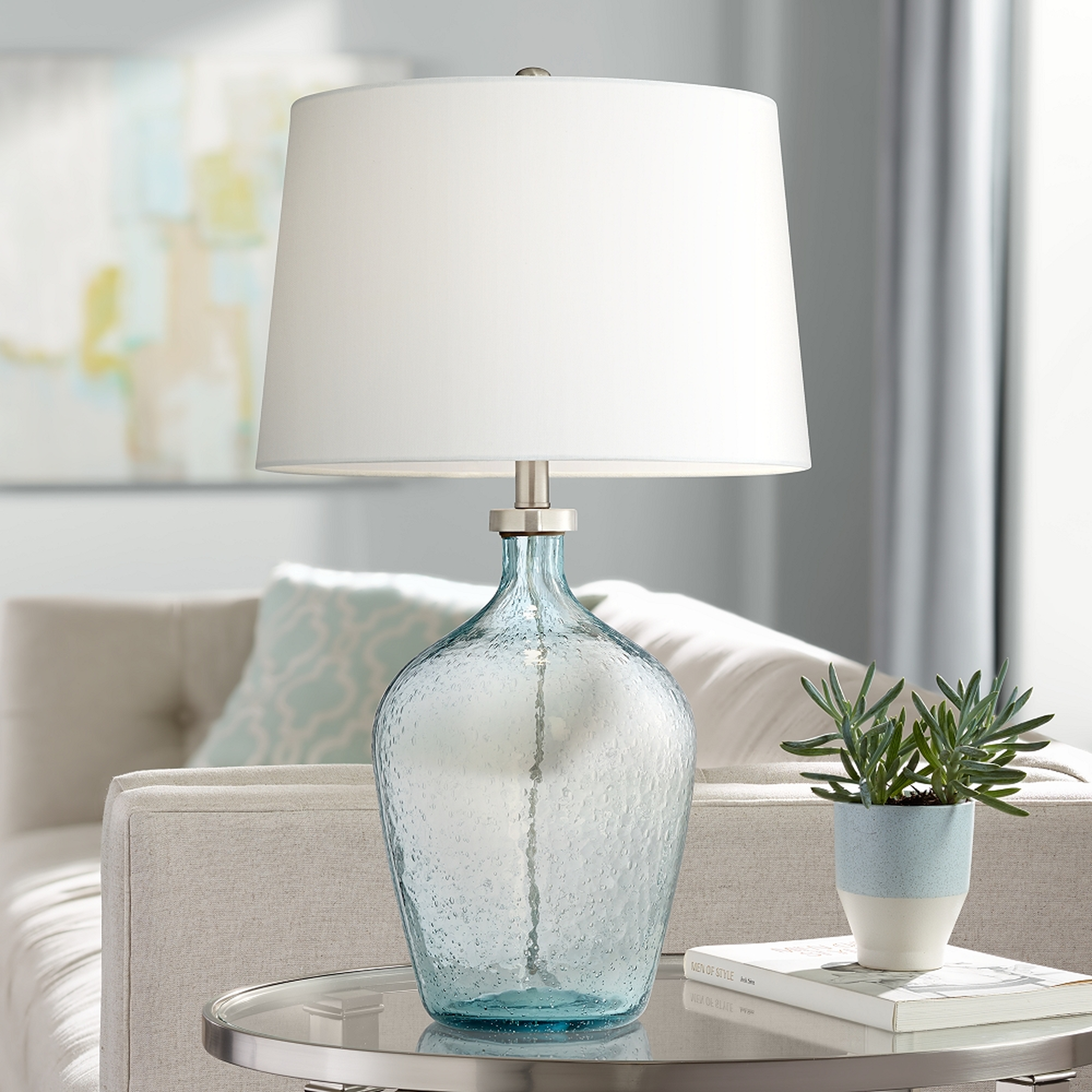 Ocean Breeze Clear Blue-Sea Bubble Glass Table Lamp - Style # 60M72 - Lamps Plus