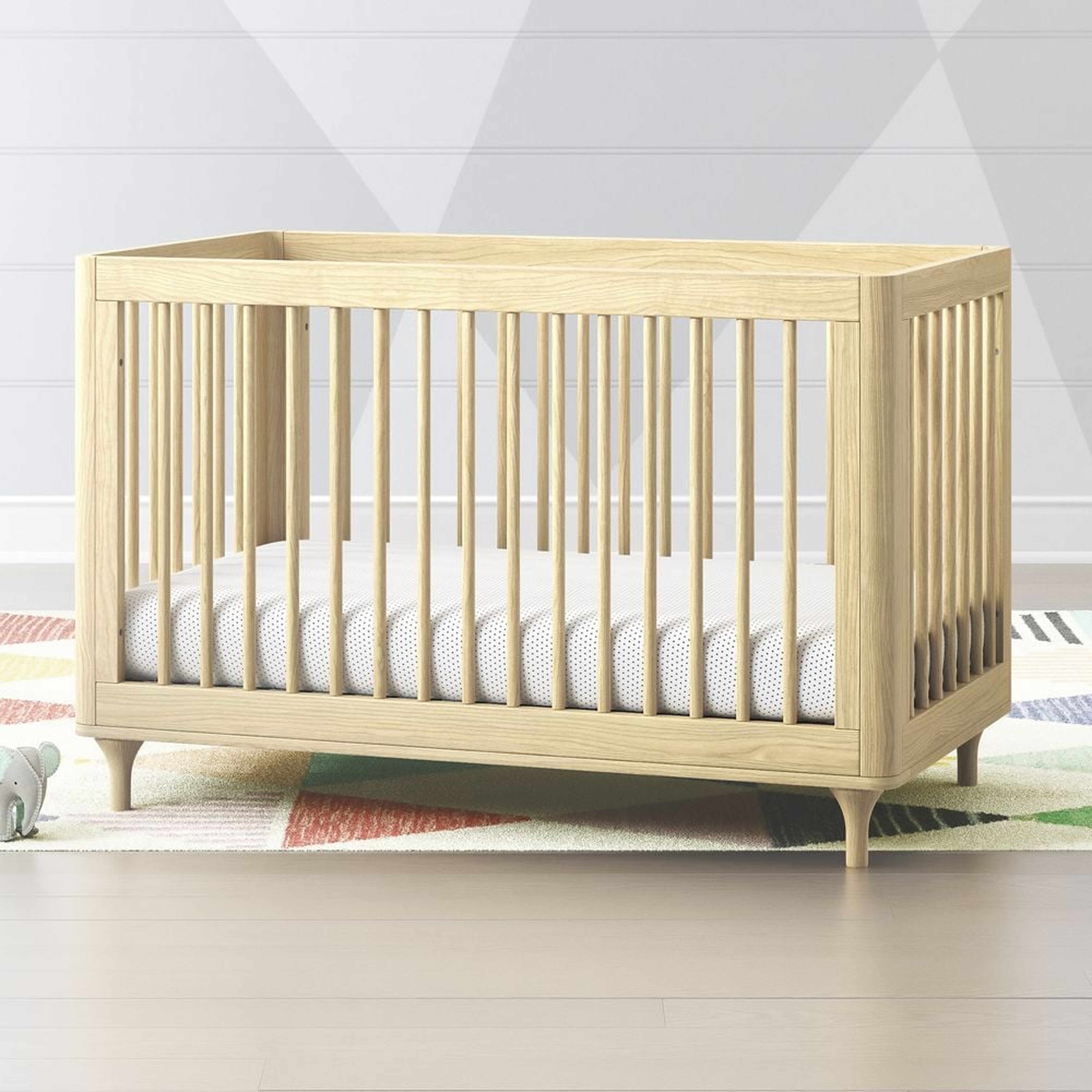 Babyletto Lolly Natural Wood 3-in-1 Convertible Baby Crib with Toddler Bed Conversion Kit - Crate & Kids