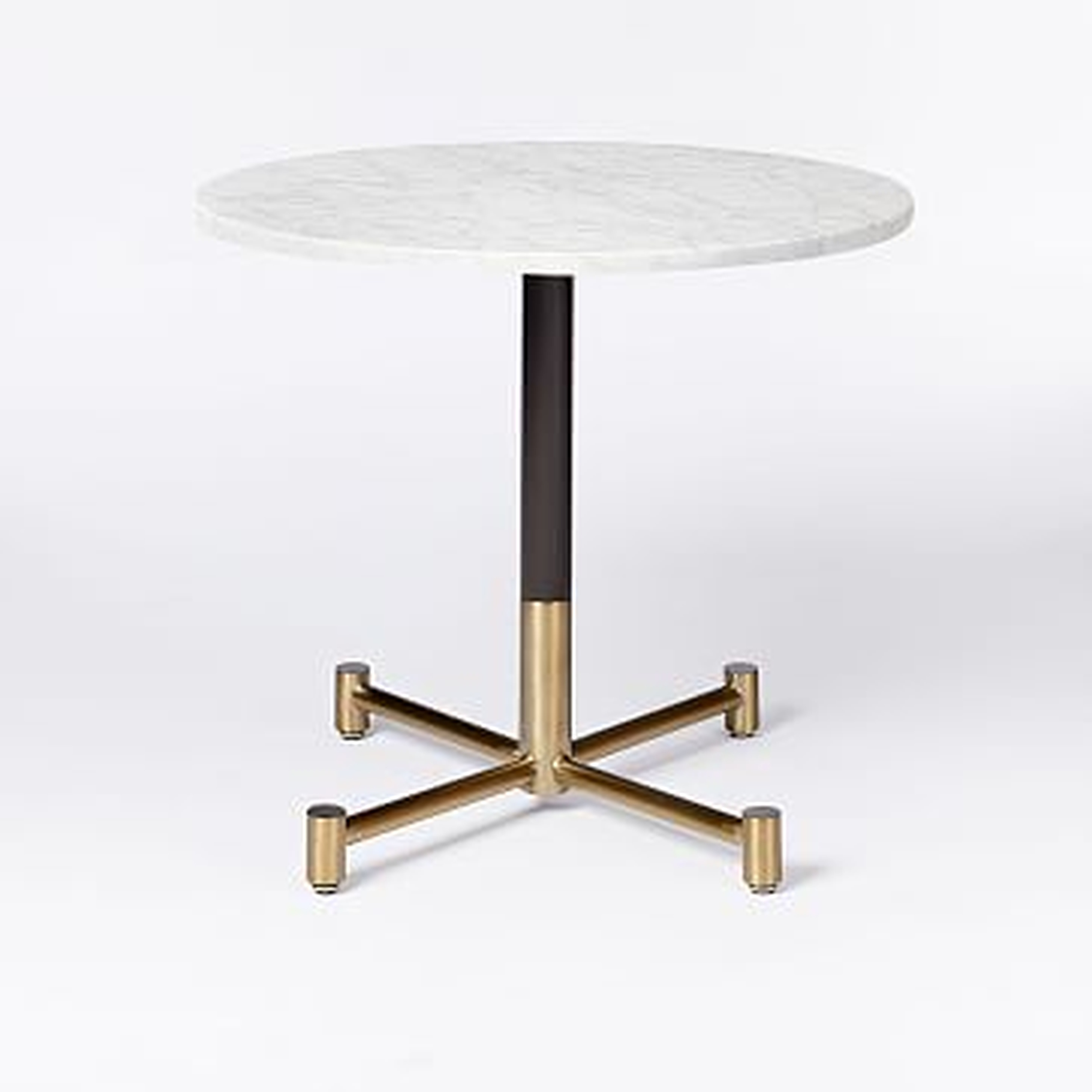 Branch Base Round Dining Table, White Marble, Antique Bronze/Blackened Brass - West Elm