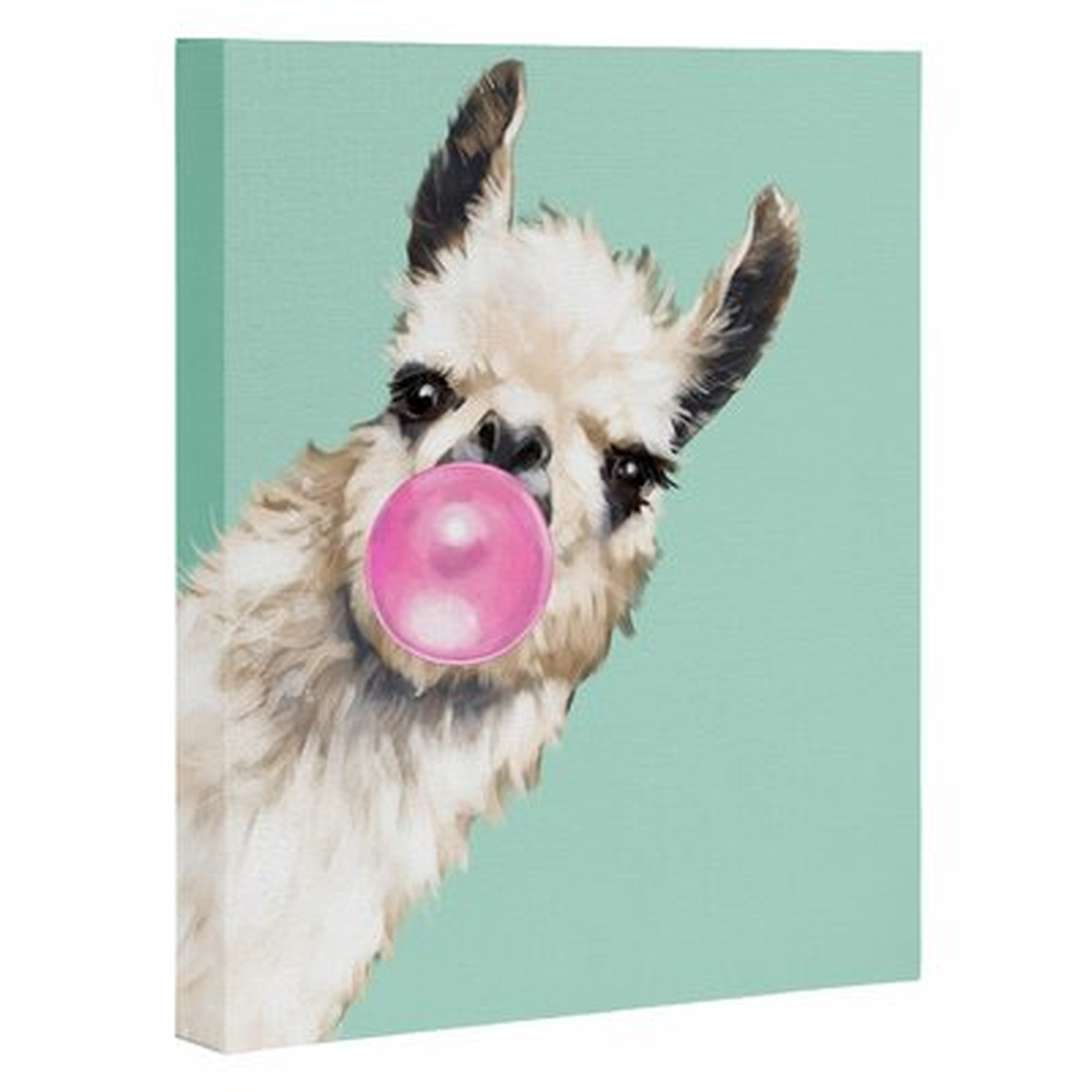 'Bubble Gum Snea Llama Green' Print - Wayfair