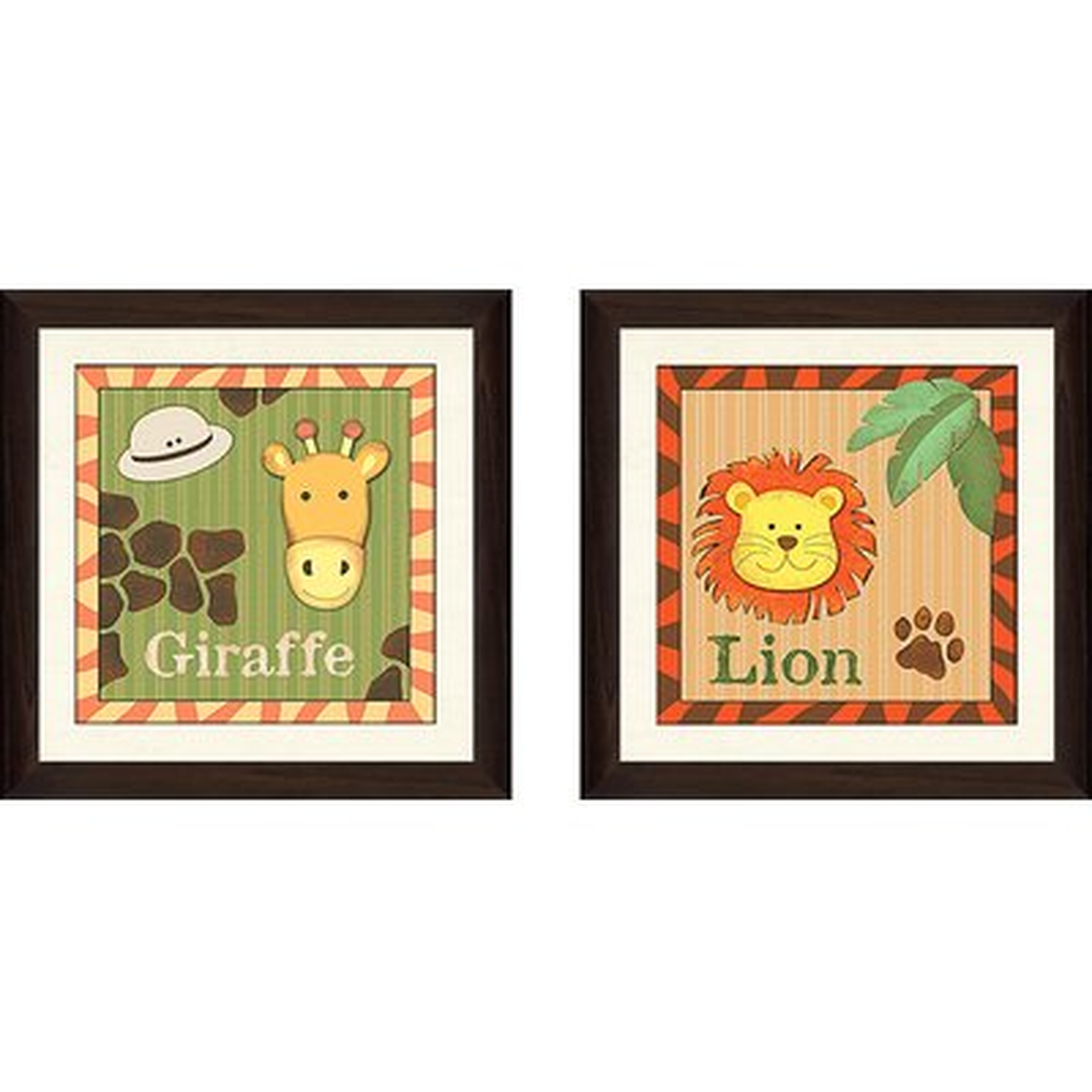 'Safari Lion' 2 Piece Framed Graphic Art Print Set - Wayfair