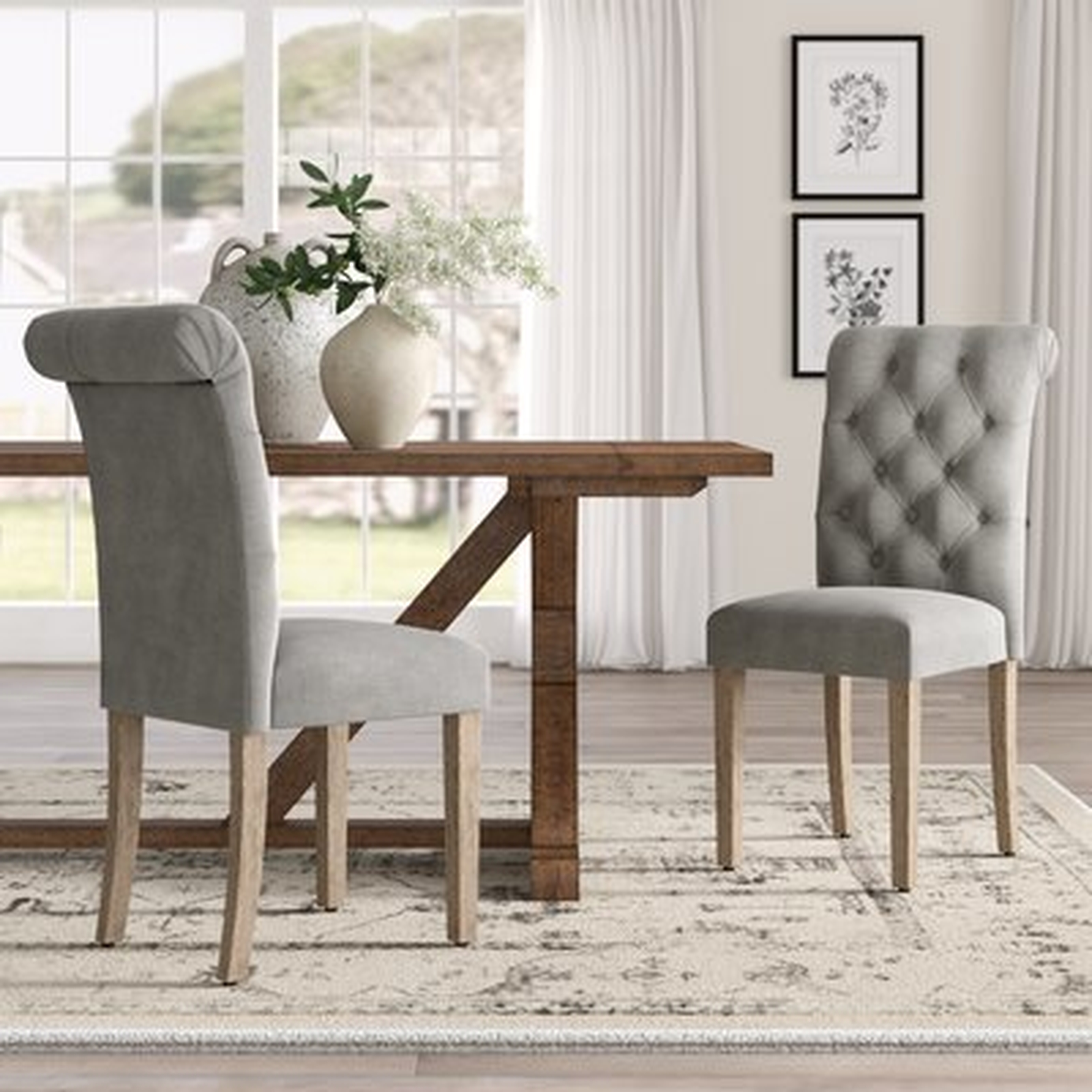 Bushey Roll Top Tufted Modern Upholstered Dining Chair, Set of 2 - Wayfair