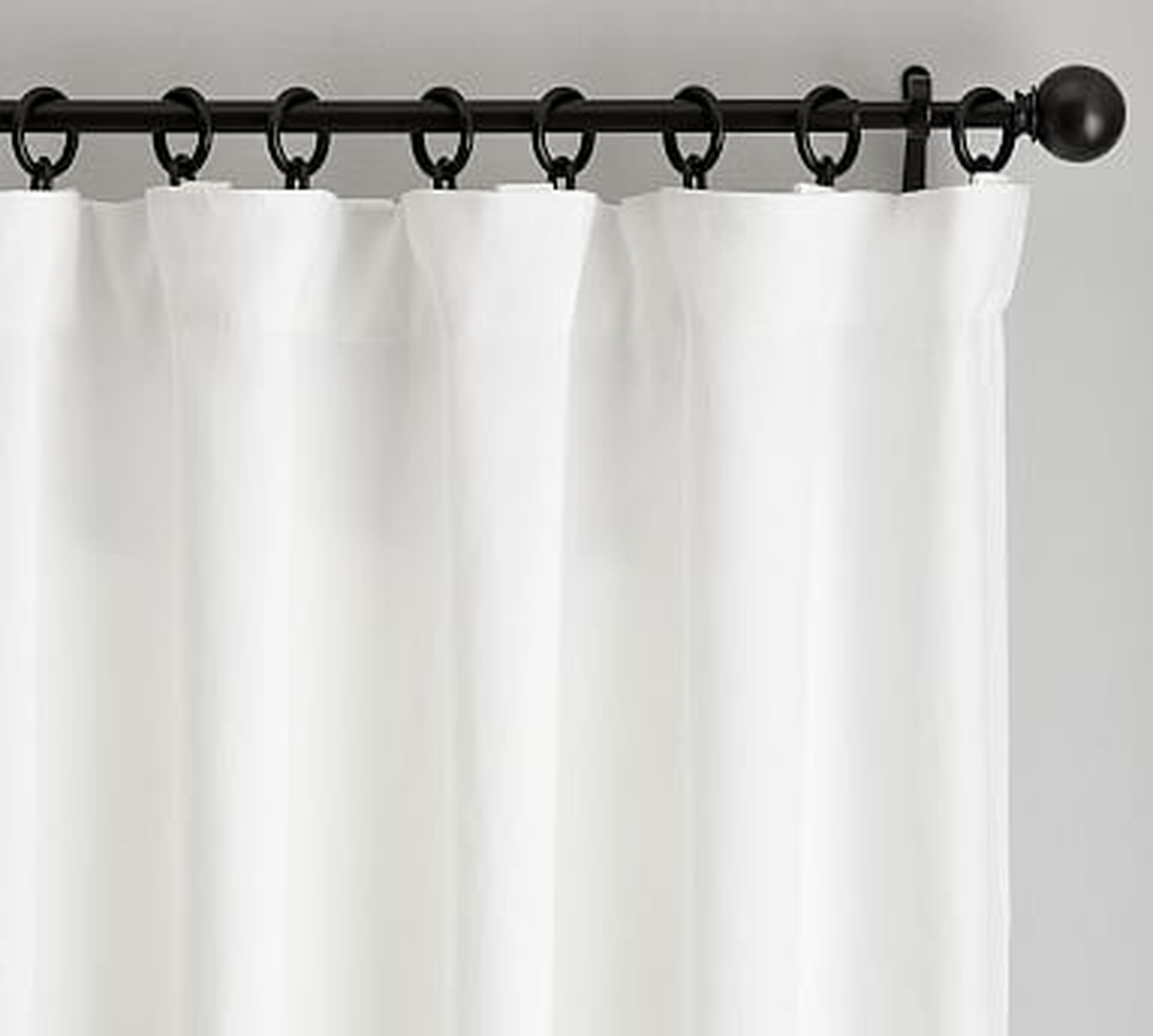 Belgian Flax Linen Curtain, Cotton Lining, 50 x 84", White - Pottery Barn