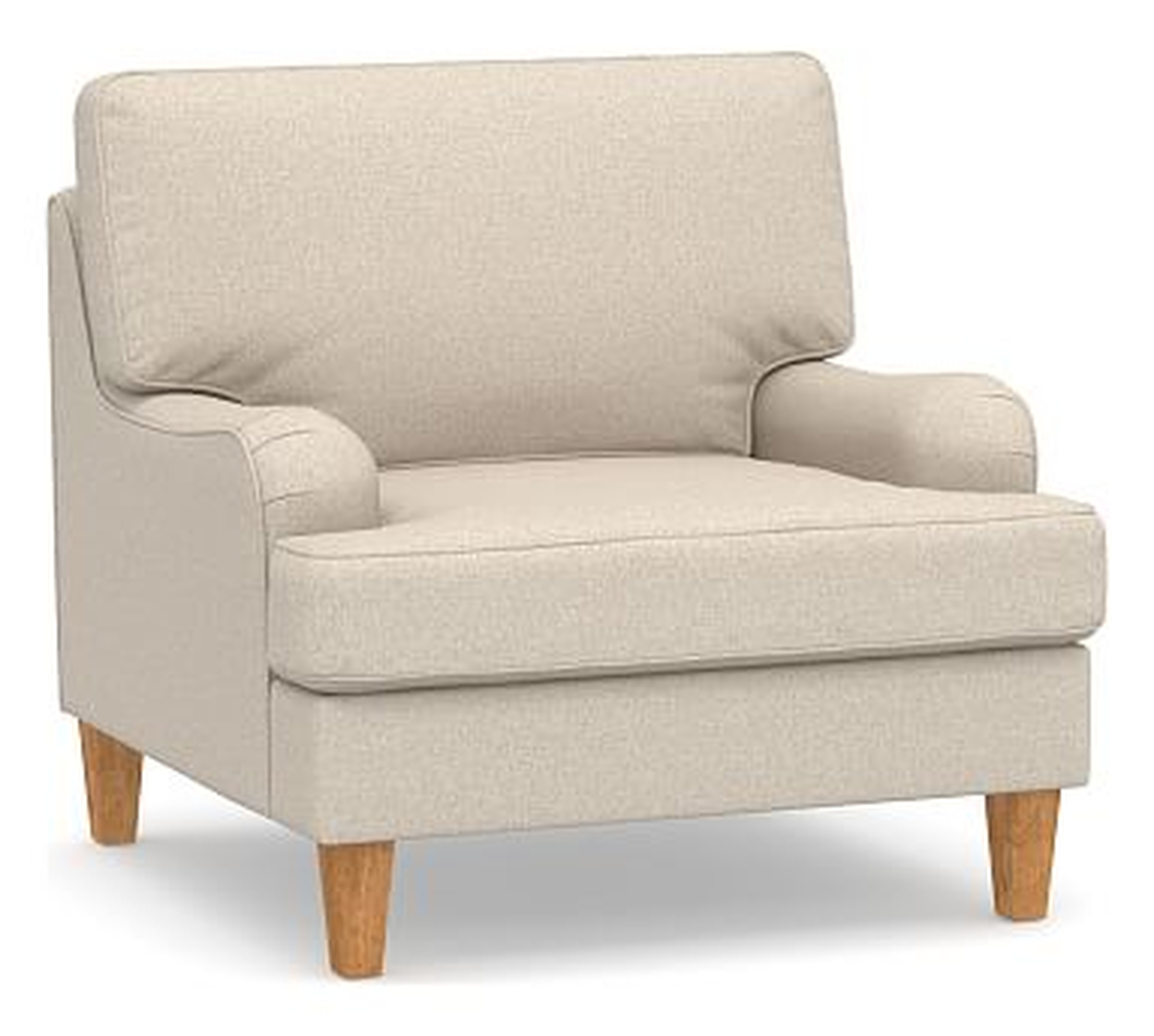 SoMa Hawthorne English Upholstered Armchair, Polyester Wrapped Cushions, Textured Twill Khaki - Pottery Barn