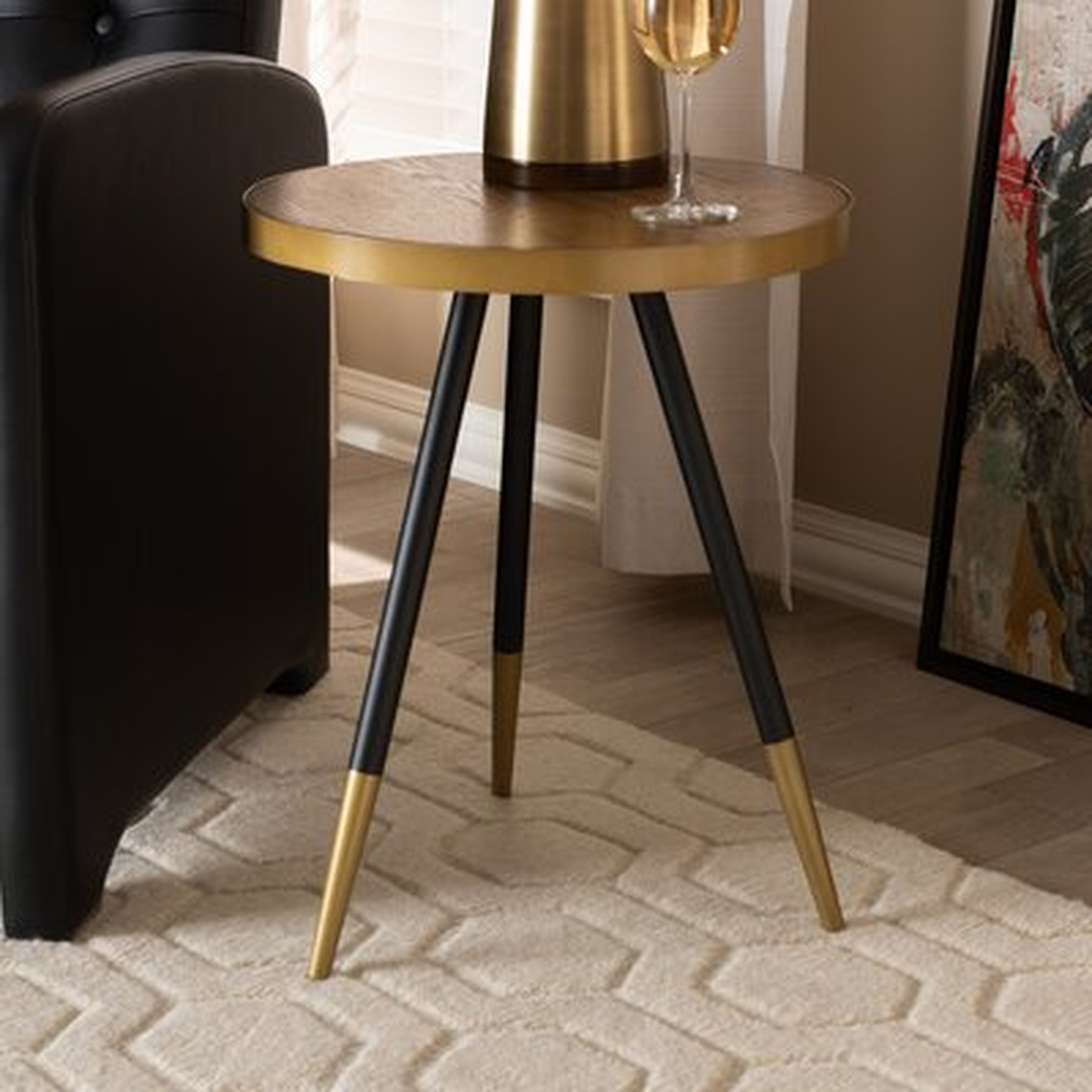 Conder Round Wood and Metal End Table - Wayfair