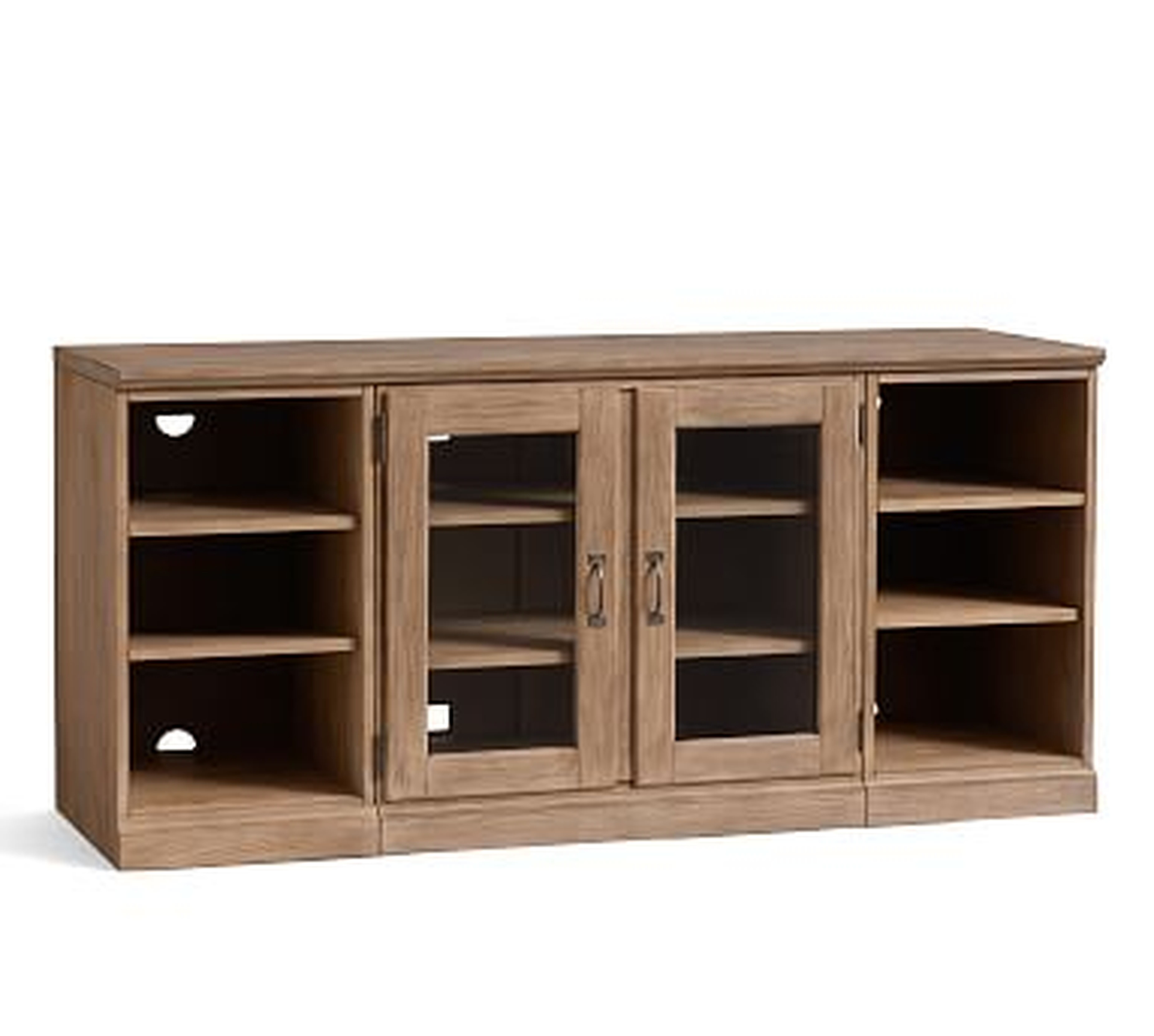 Printer's 3-Piece Media Console with Bookcases, 64", Seadrift - Pottery Barn